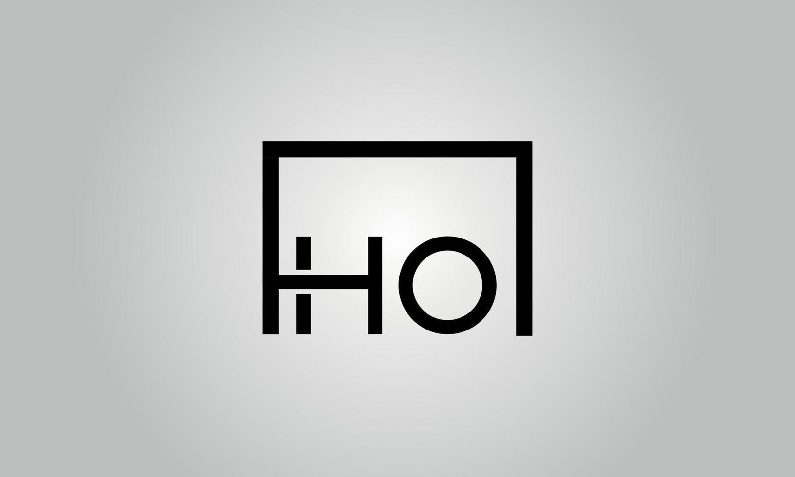 Letter HO logo design. HO logo with square shape in black colors vector free vector template.