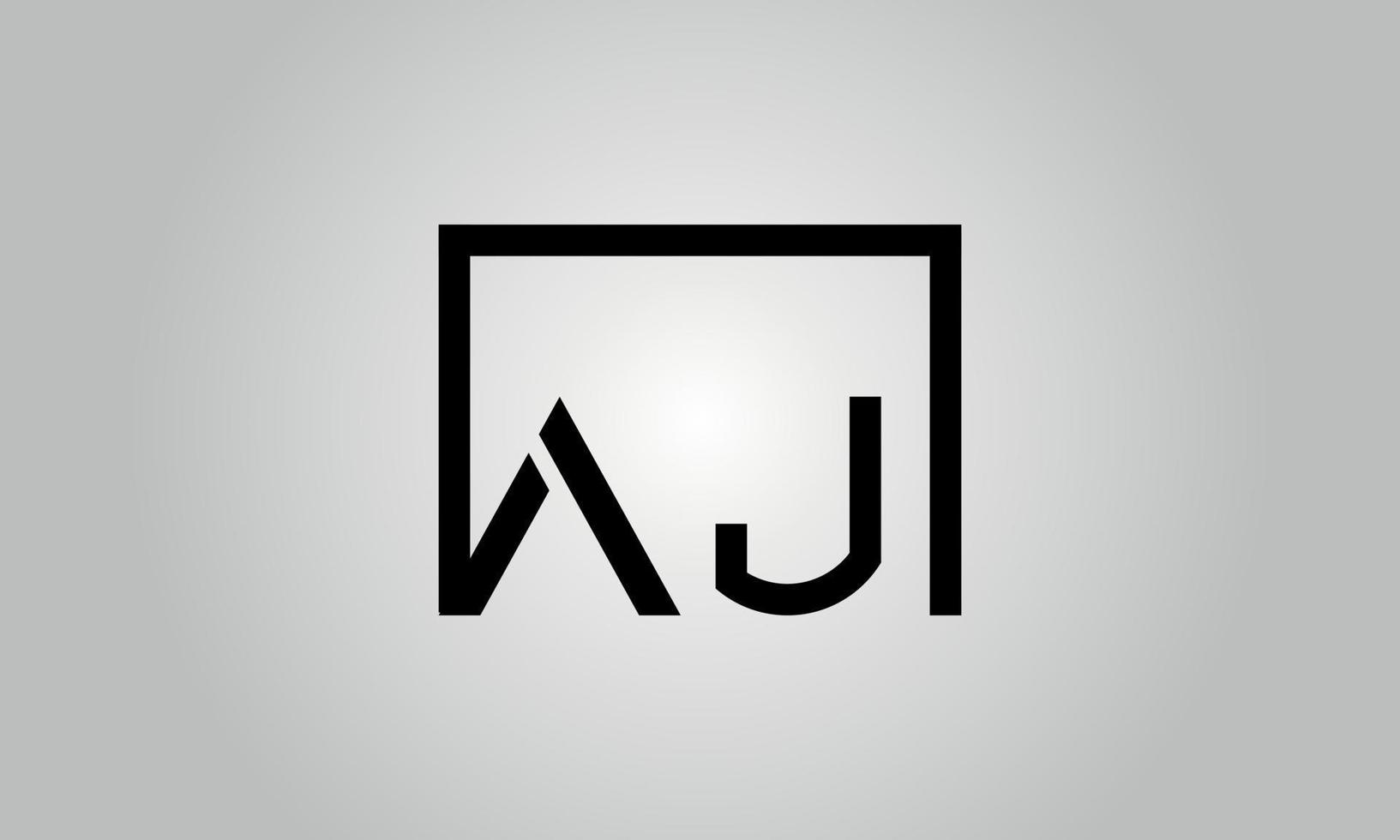Letter AJ logo design. AJ logo with square shape in black colors vector free vector template.