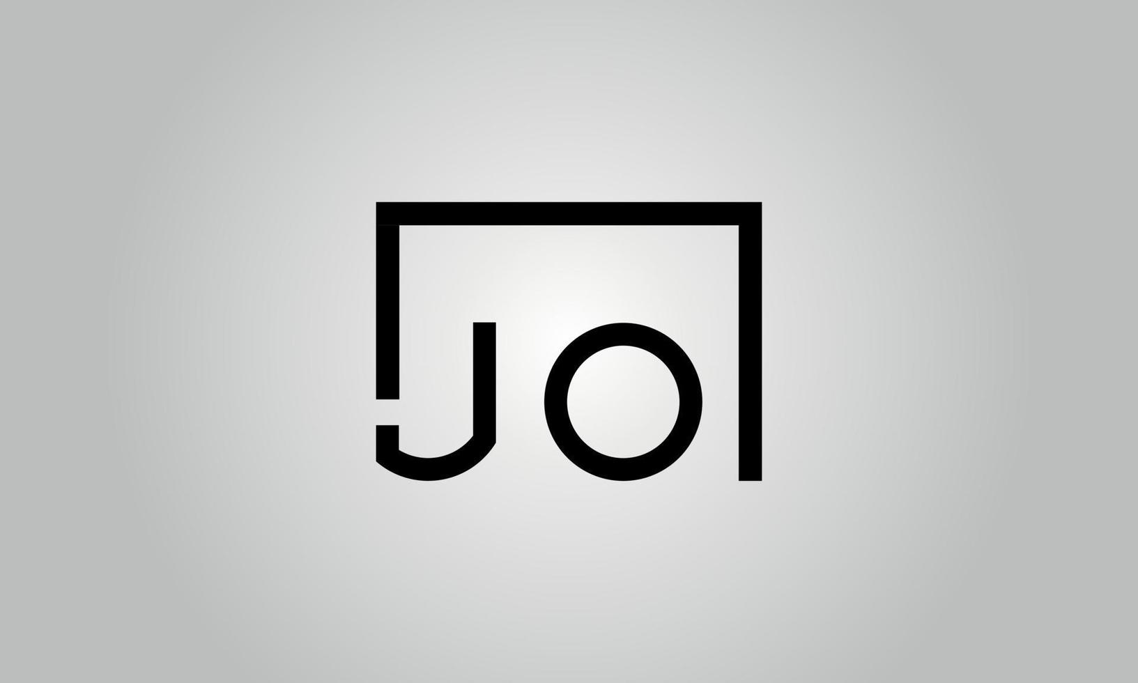 Letter JO logo design. JO logo with square shape in black colors vector free vector template.