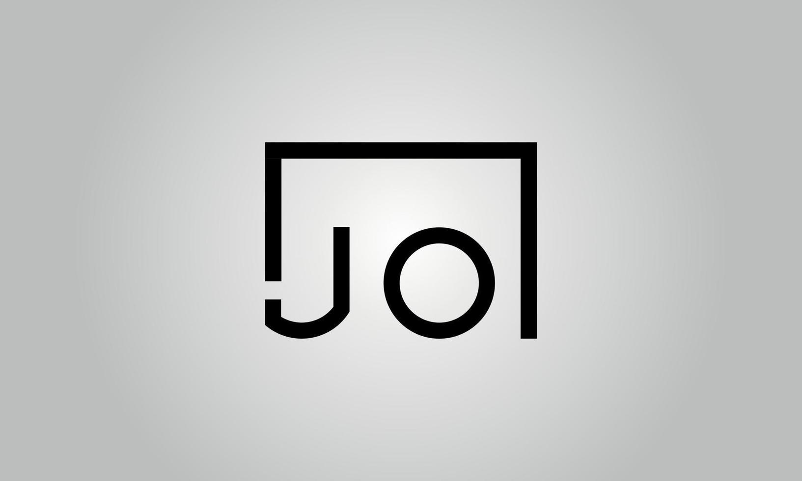 diseño del logotipo de la letra jo. logotipo de jo con forma cuadrada en colores negros vector plantilla de vector libre.