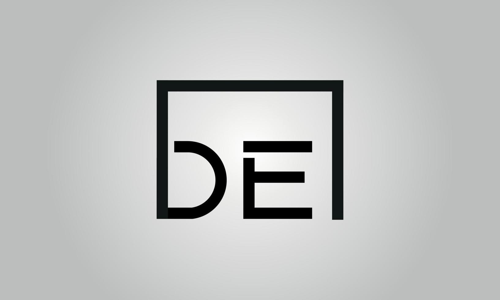 Letter DE logo design. DE logo with square shape in black colors vector free vector template.