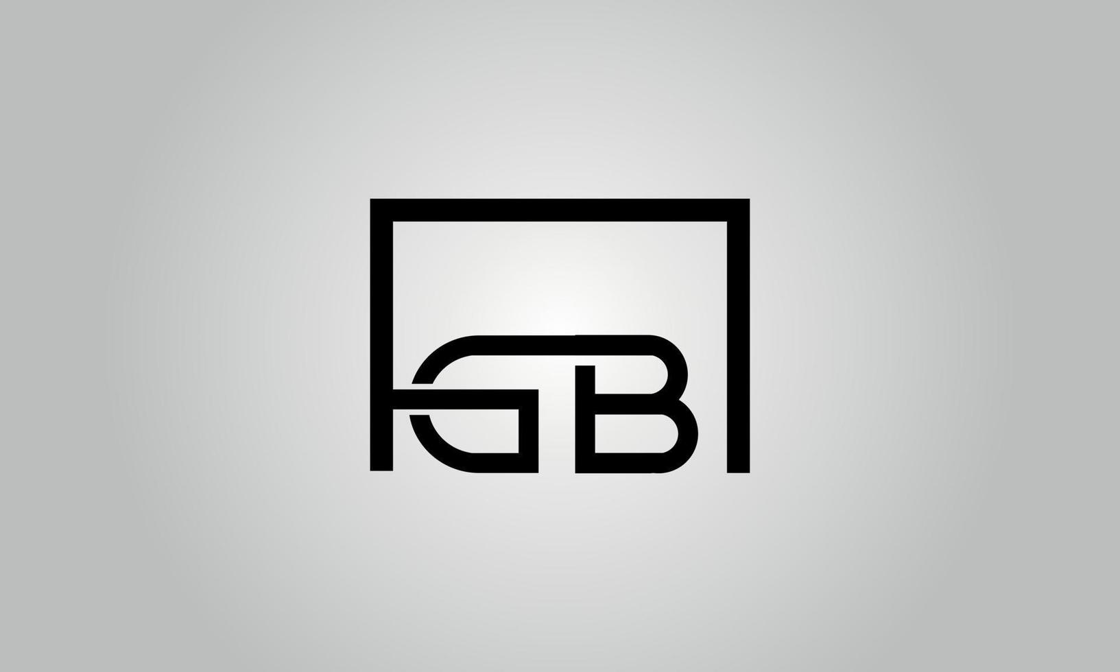 Letter GB logo design. GB logo with square shape in black colors vector free vector template.