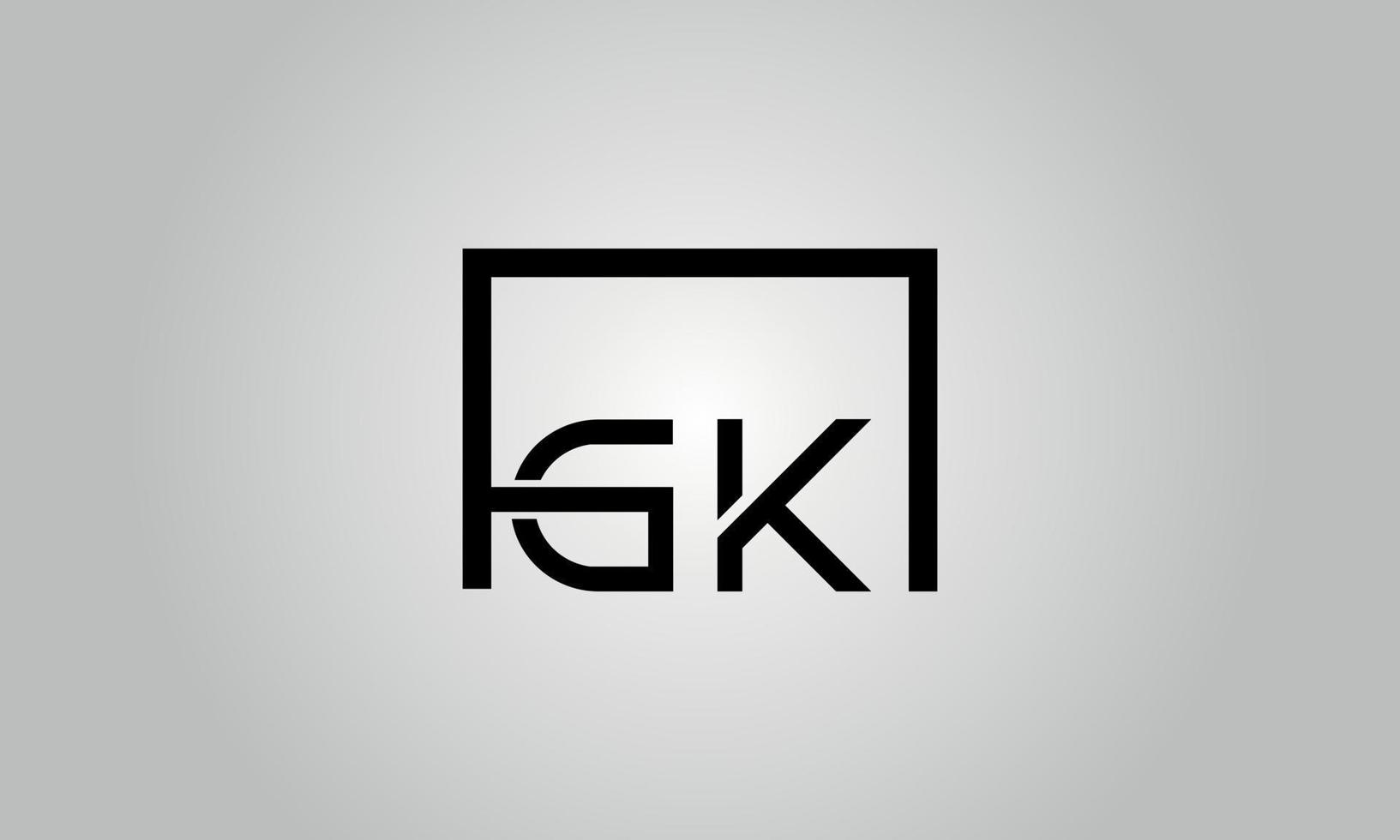 diseño del logotipo de la letra gk. logotipo de gk con forma cuadrada en colores negros vector plantilla de vector libre.
