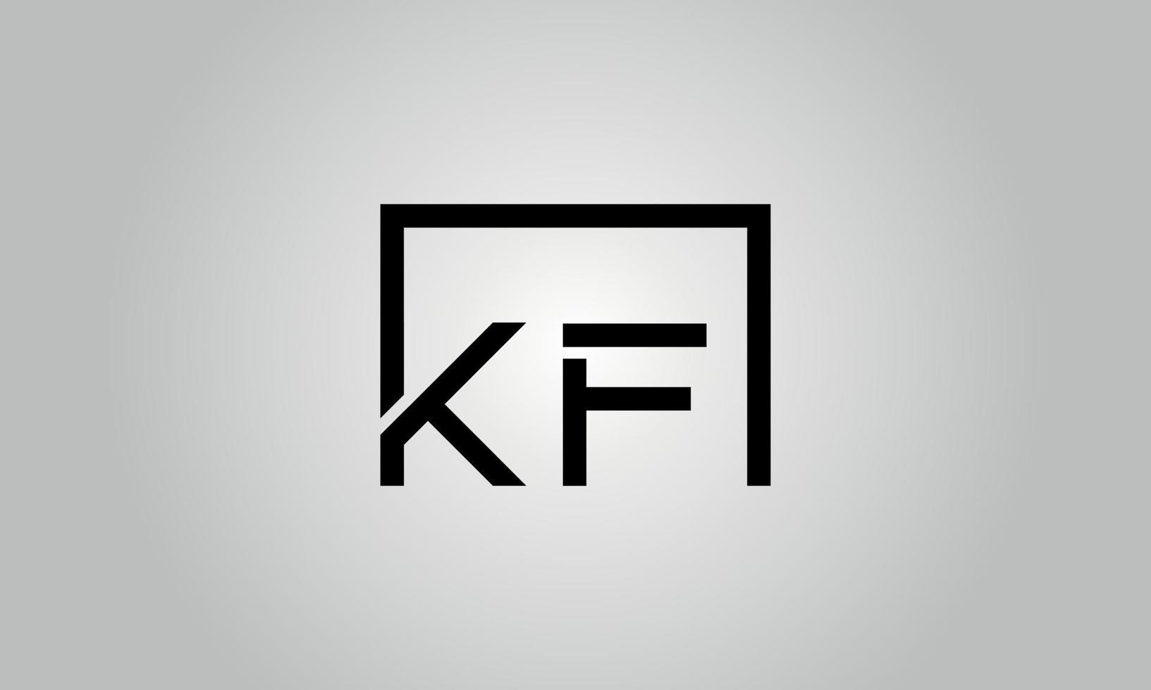 diseño del logotipo de la letra kf. logotipo de kf con forma cuadrada en colores negros vector plantilla de vector libre.