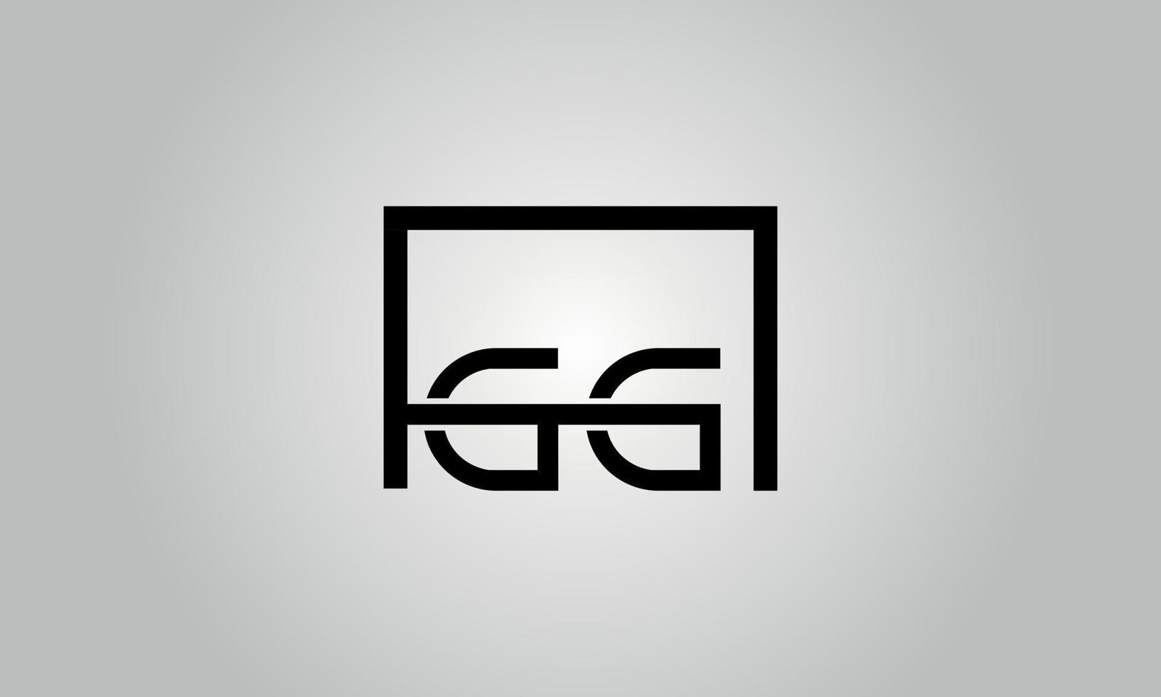 Letter GG logo design. GG logo with square shape in black colors vector free vector template.