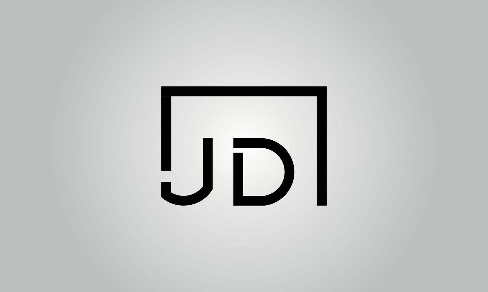 Letter JD logo design. JD logo with square shape in black colors vector free vector template.