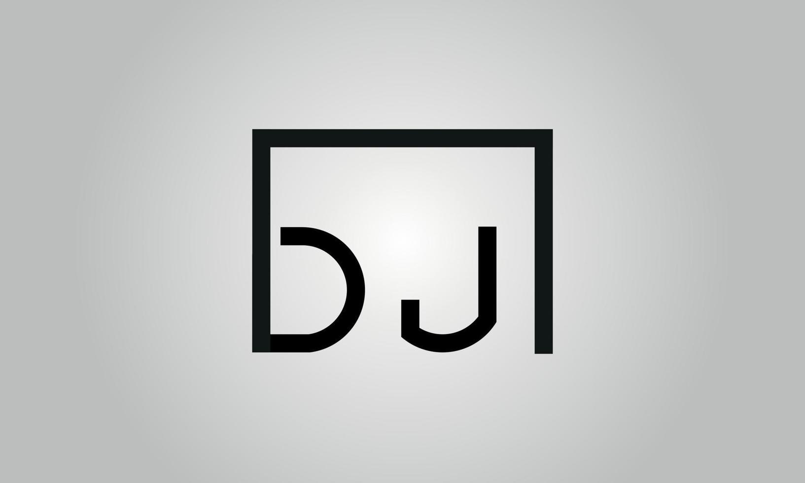 Letter DJ logo design. DJ logo with square shape in black colors vector free vector template.