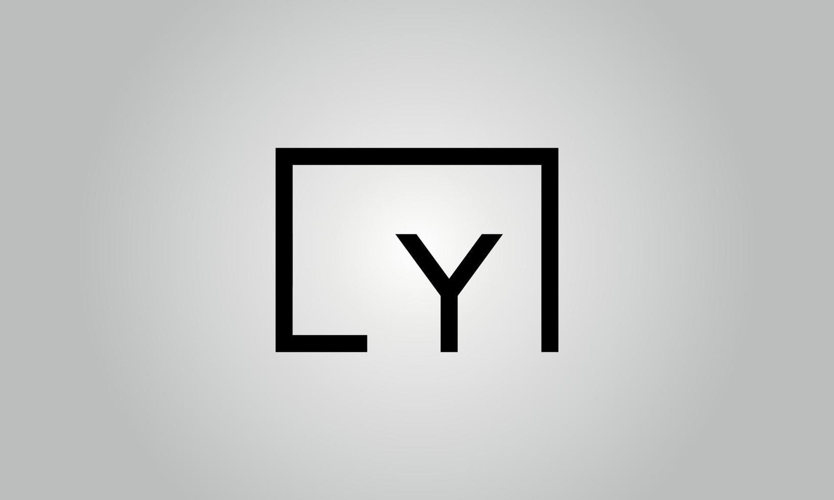 Letter LY logo design. LY logo with square shape in black colors vector free vector template.