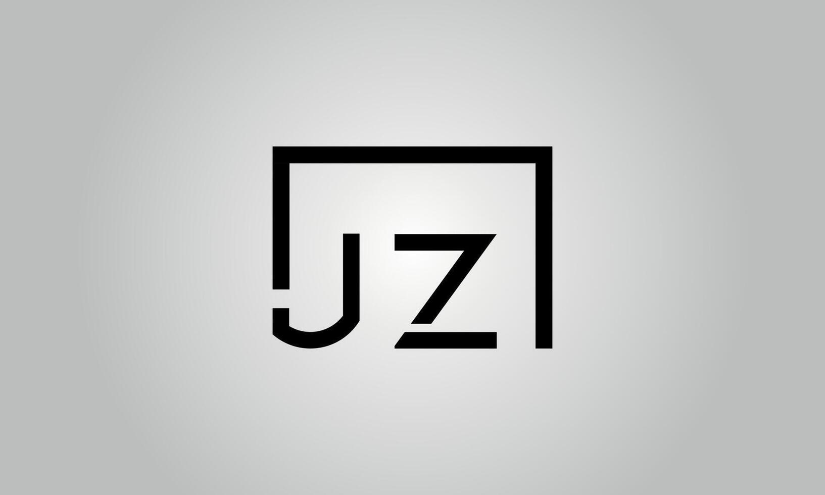 Letter JZ logo design. JZ logo with square shape in black colors vector