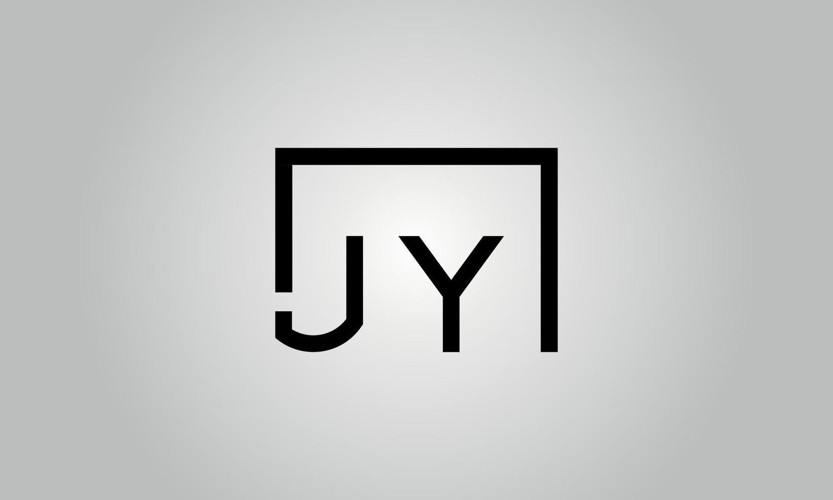 diseño del logotipo de la letra jy. jy logo con forma cuadrada en colores negros vector plantilla de vector libre.