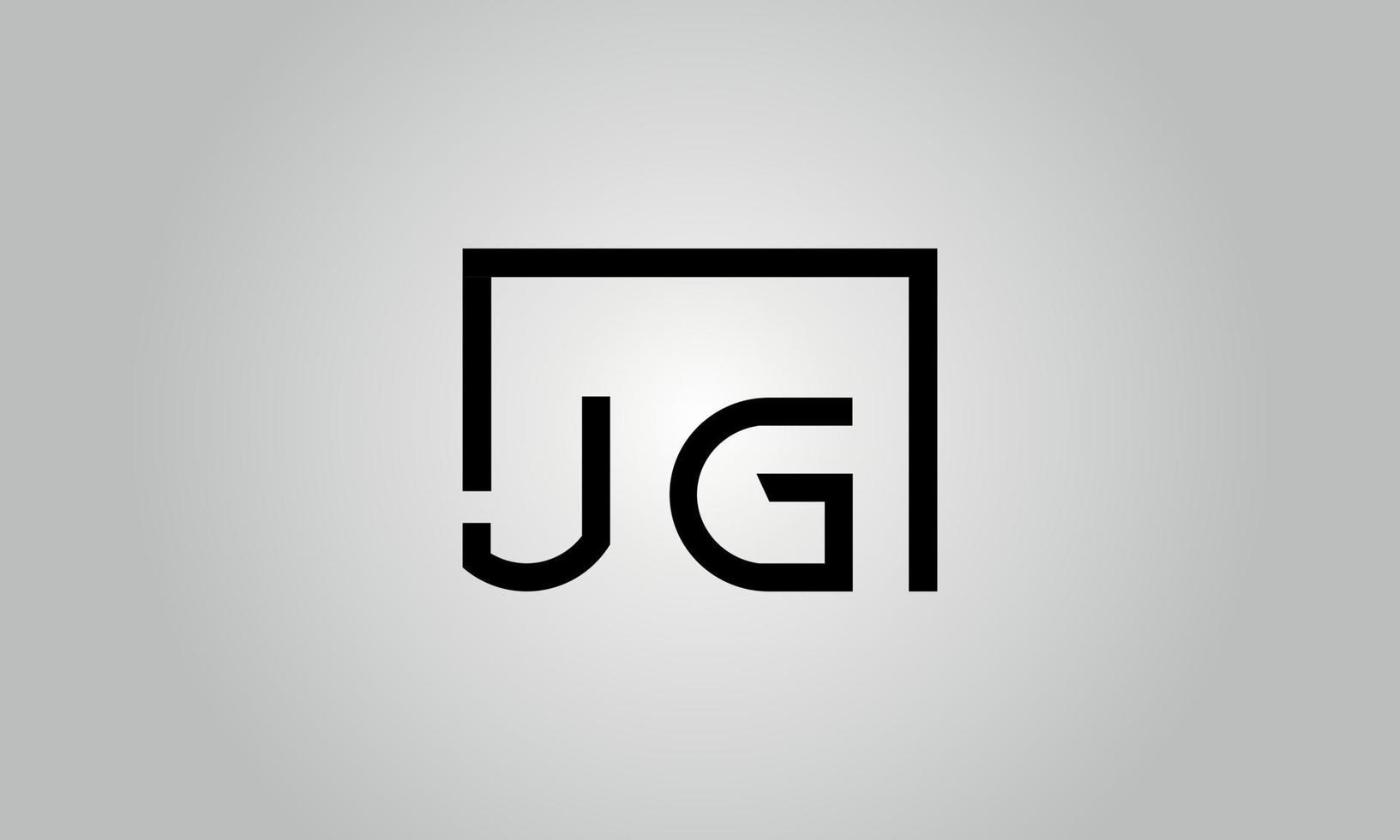 diseño del logotipo de la letra jg. jg logo con forma cuadrada en colores negros vector plantilla de vector libre.