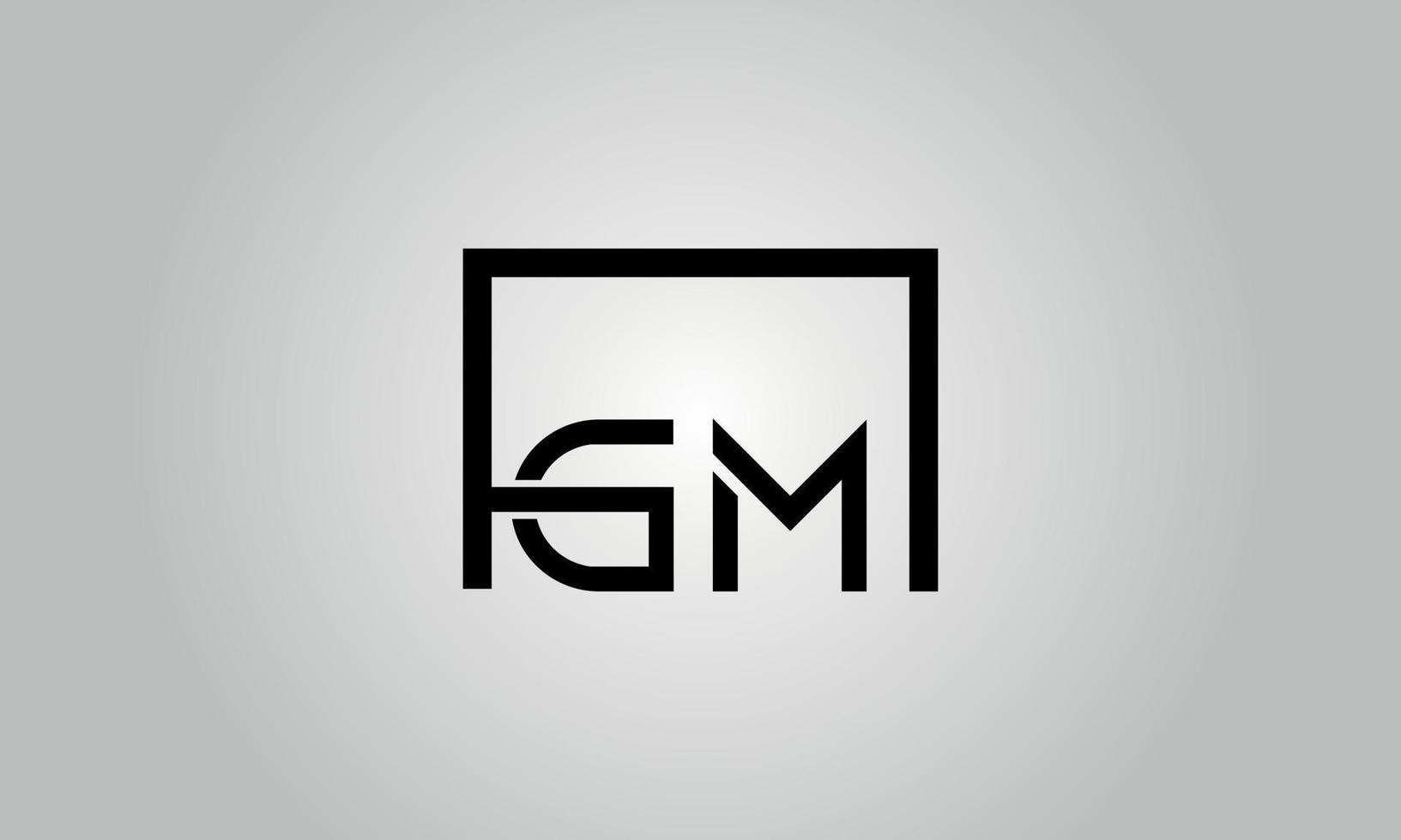 diseño del logotipo de la letra gm. logotipo gm con forma cuadrada en colores negros vector plantilla de vector libre.