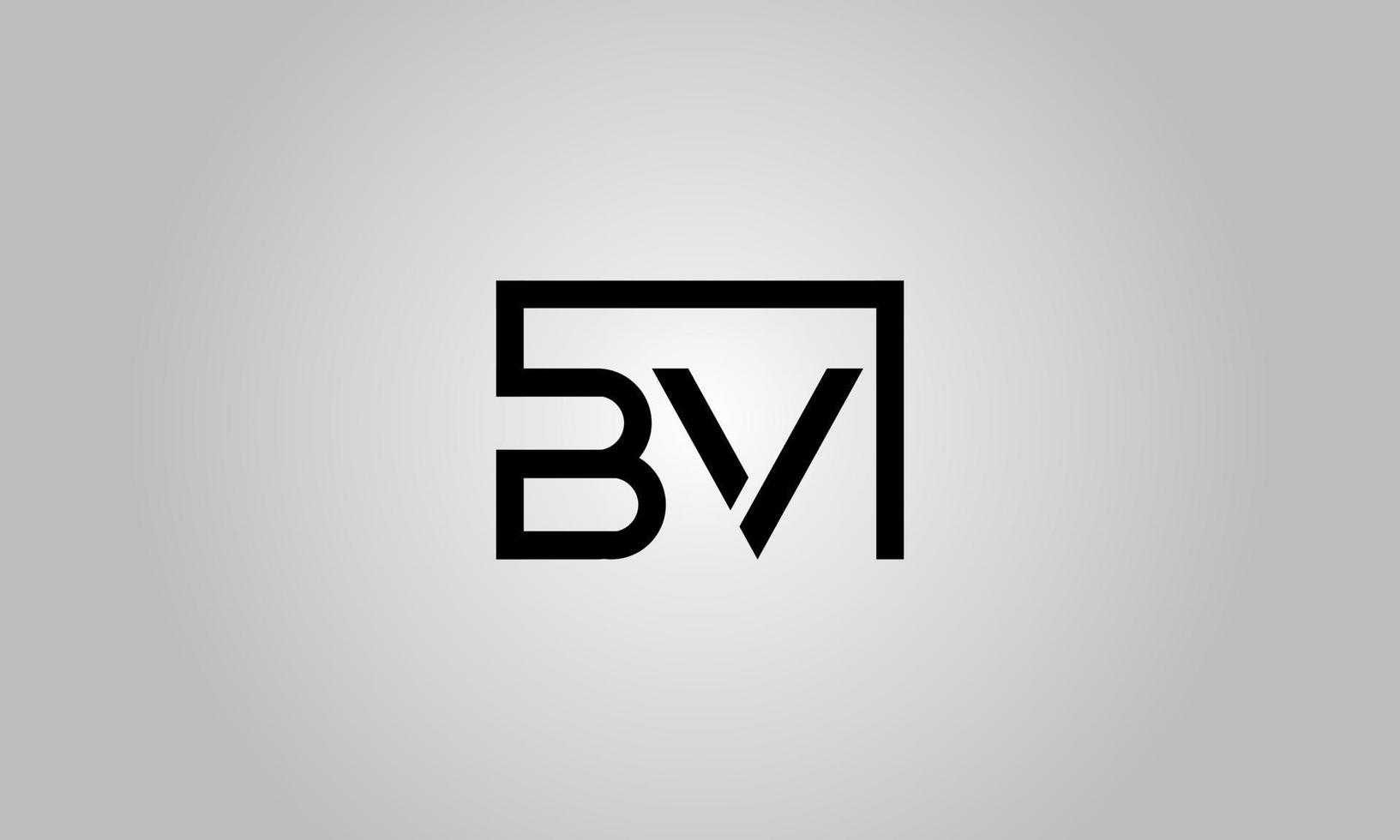 Letter BV logo design. BV logo with square shape in black colors vector free vector template.