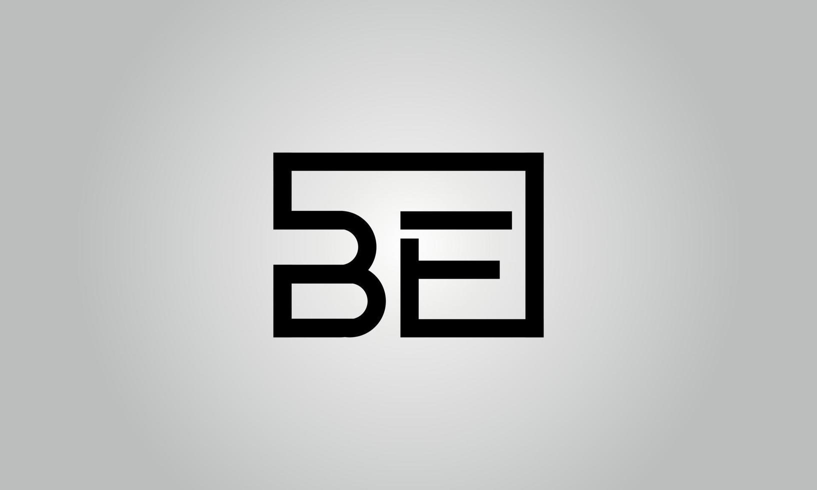 Letter BE logo design. BE logo with square shape in black colors vector free vector template.