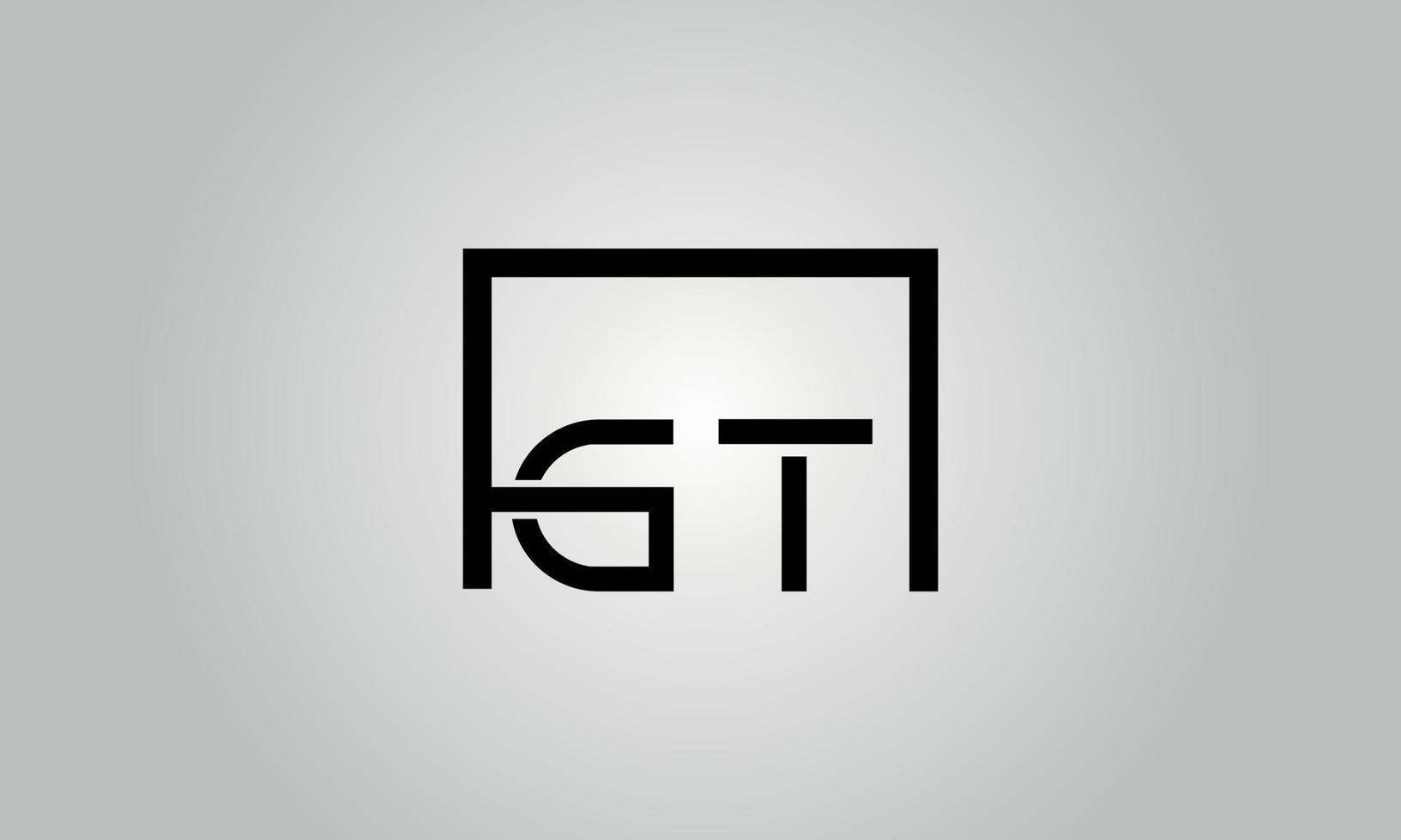 diseño del logotipo de la letra gt. logotipo de gt con forma cuadrada en colores negros vector plantilla de vector libre.