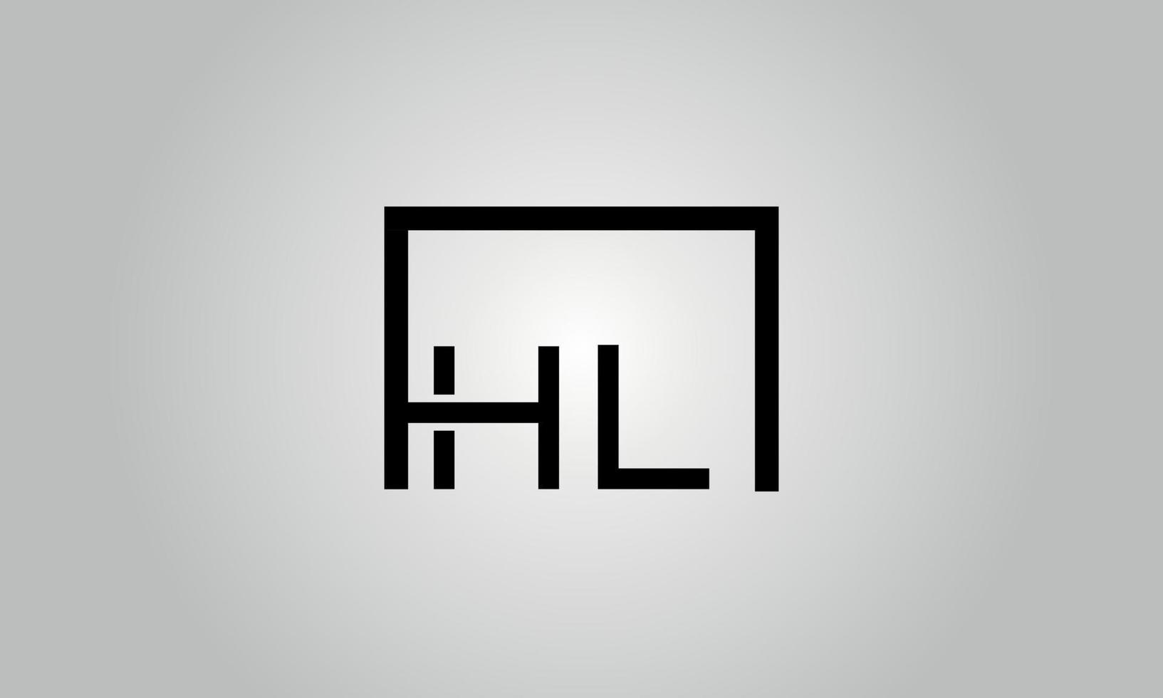 Letter HL logo design. HL logo with square shape in black colors vector free vector template.