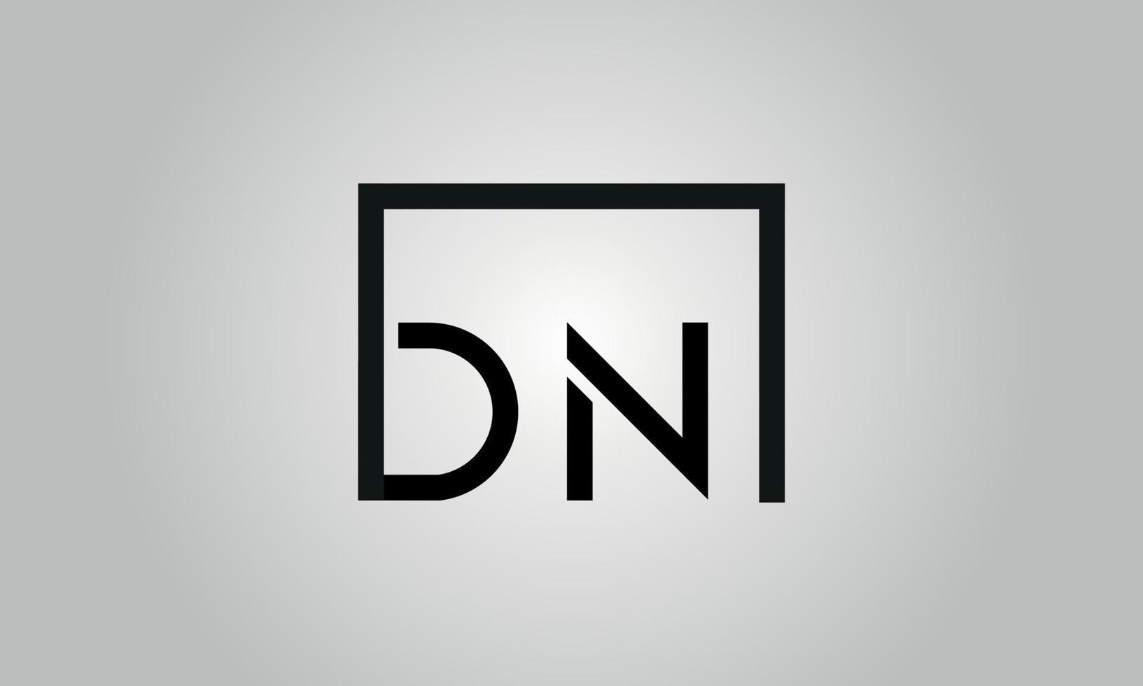 diseño del logotipo de la letra dn. logotipo de dn con forma cuadrada en colores negros vector plantilla de vector libre.