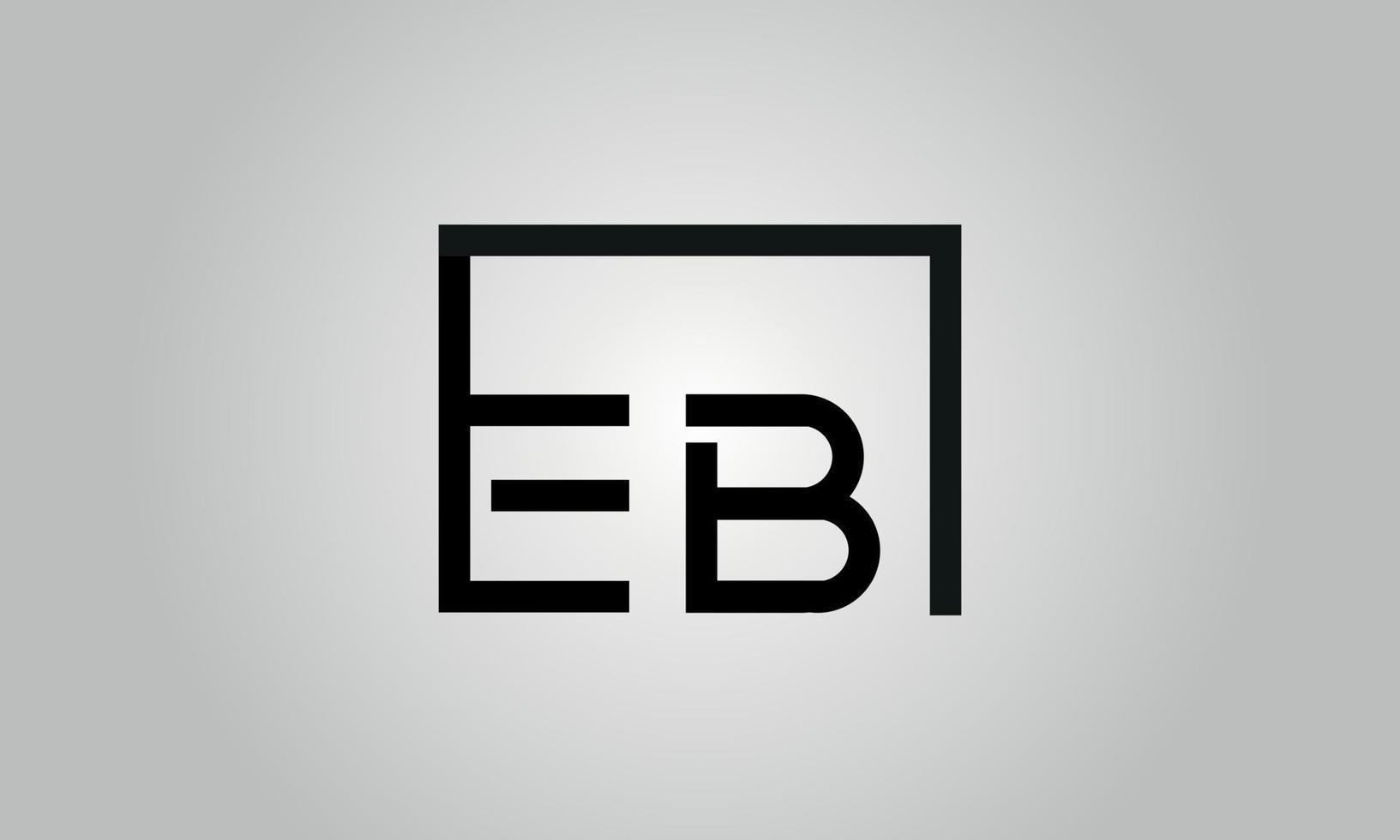 Letter EB logo design. EB logo with square shape in black colors vector free vector template.