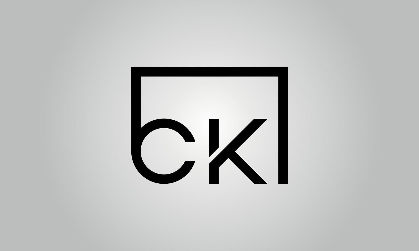 Letter CK logo design. CK logo with square shape in black colors vector free vector template.
