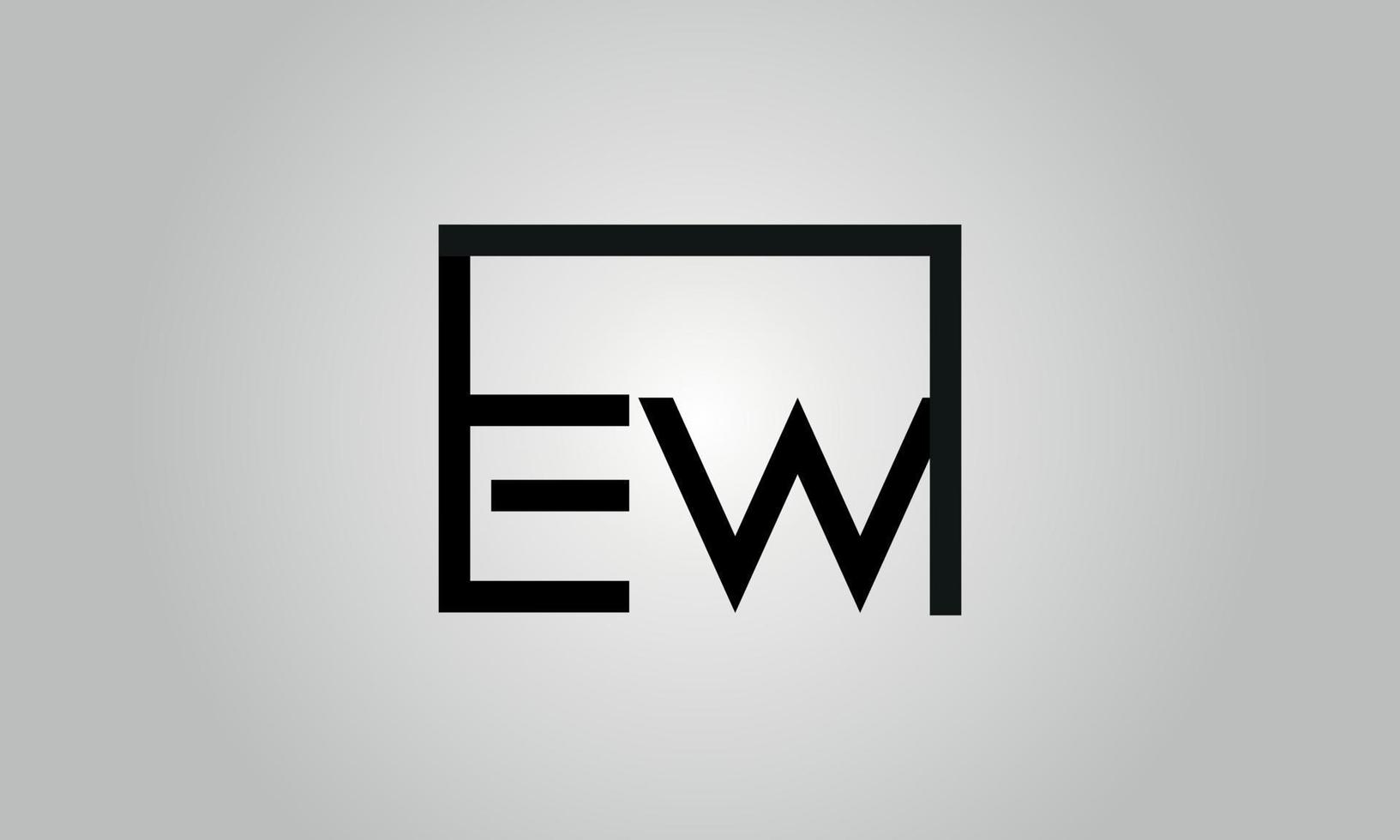 Letter EW logo design. EW logo with square shape in black colors vector free vector template.