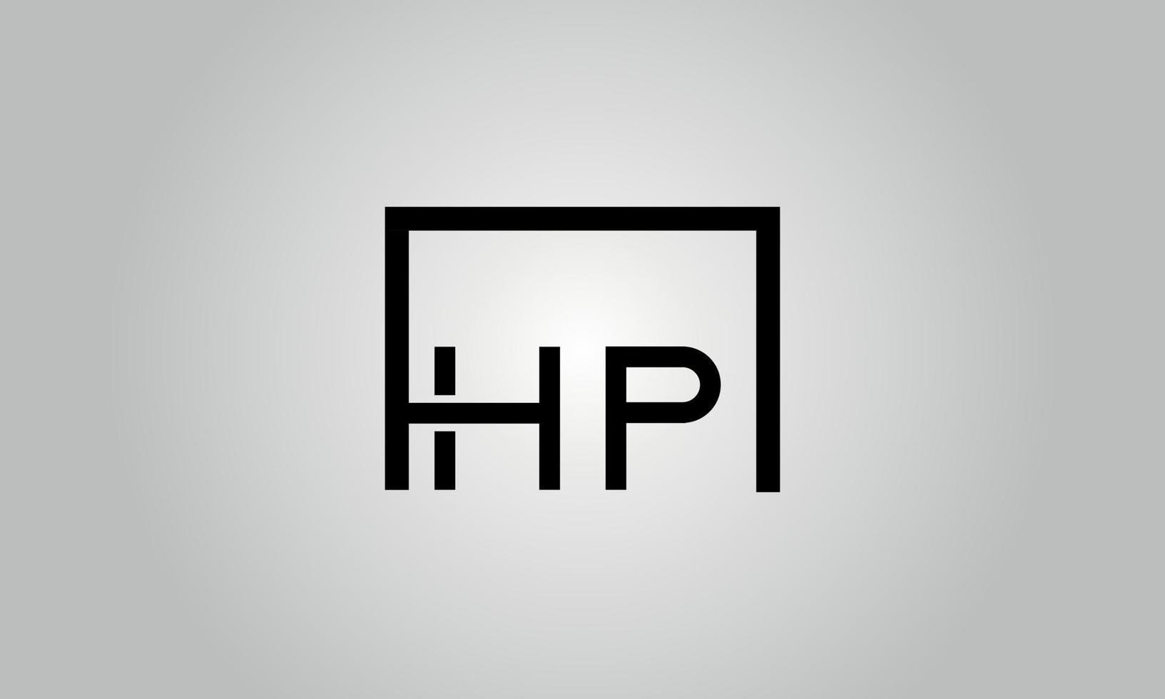 diseño del logotipo de letra hp. logotipo de hp con forma cuadrada en colores negros vector plantilla de vector libre.