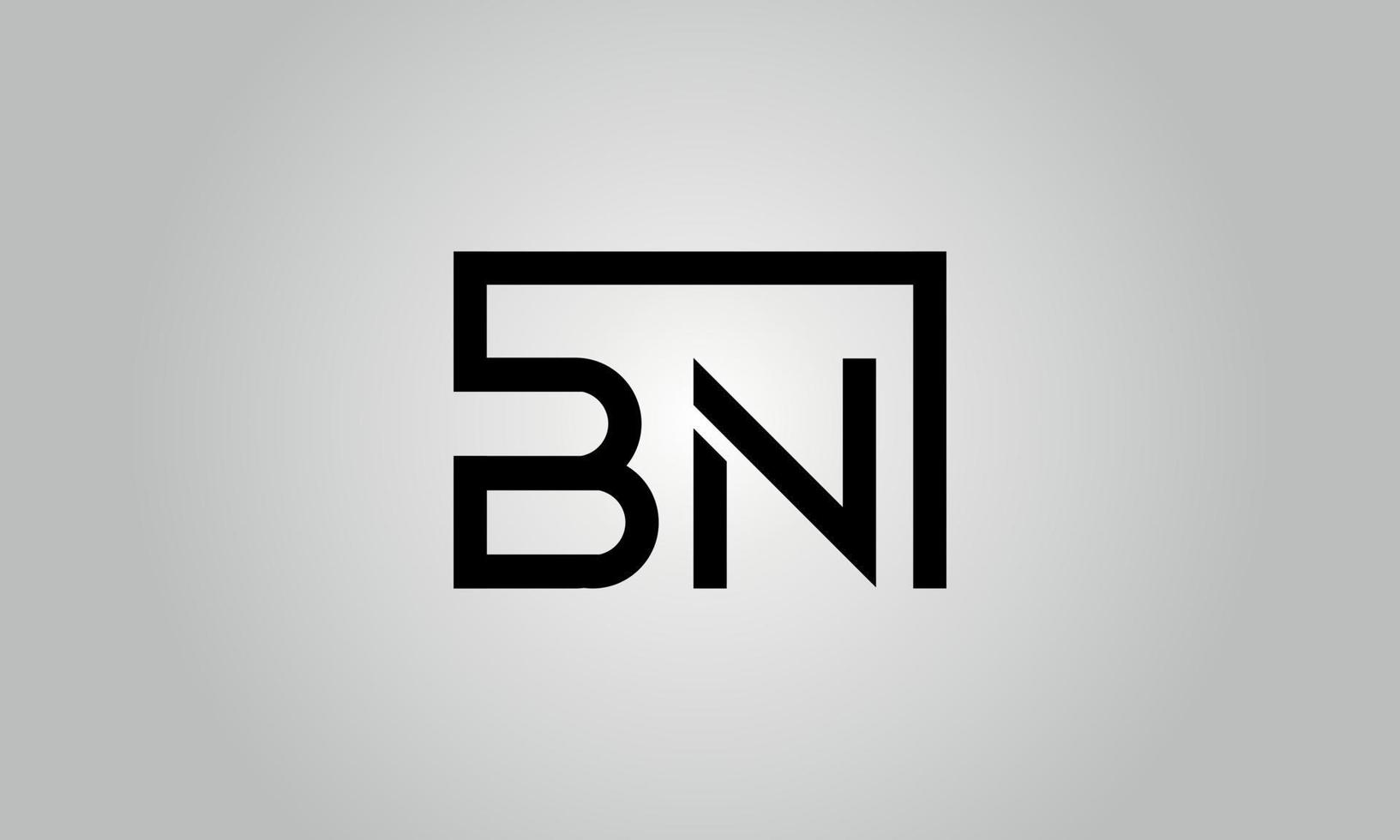 Letter BN logo design. BN logo with square shape in black colors vector free vector template.