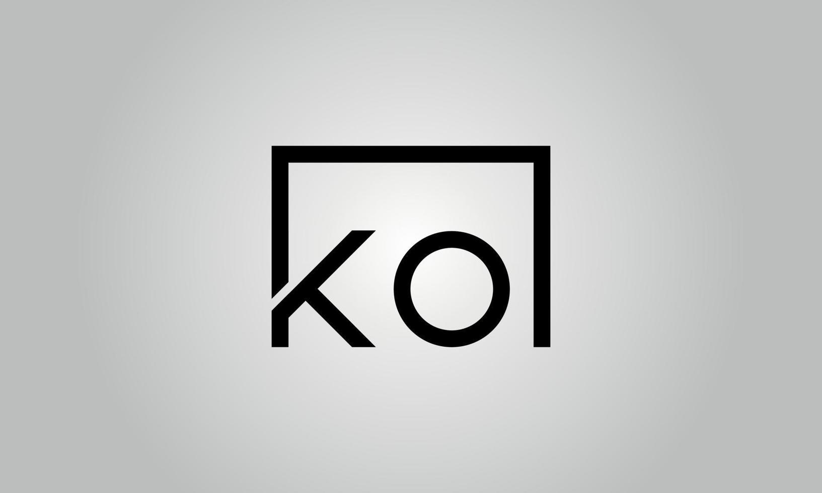 Letter KO logo design. KO logo with square shape in black colors vector free vector template.