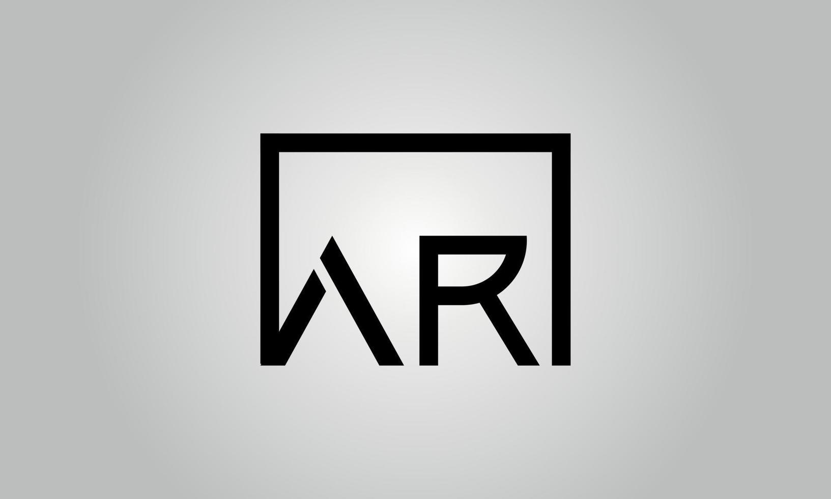 diseño del logotipo de la letra ar. ar logo con forma cuadrada en colores negros vector plantilla de vector libre.