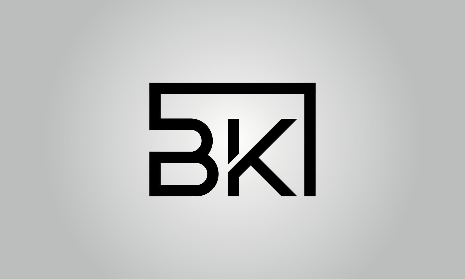 diseño del logotipo de la letra bk. logotipo de bk con forma cuadrada