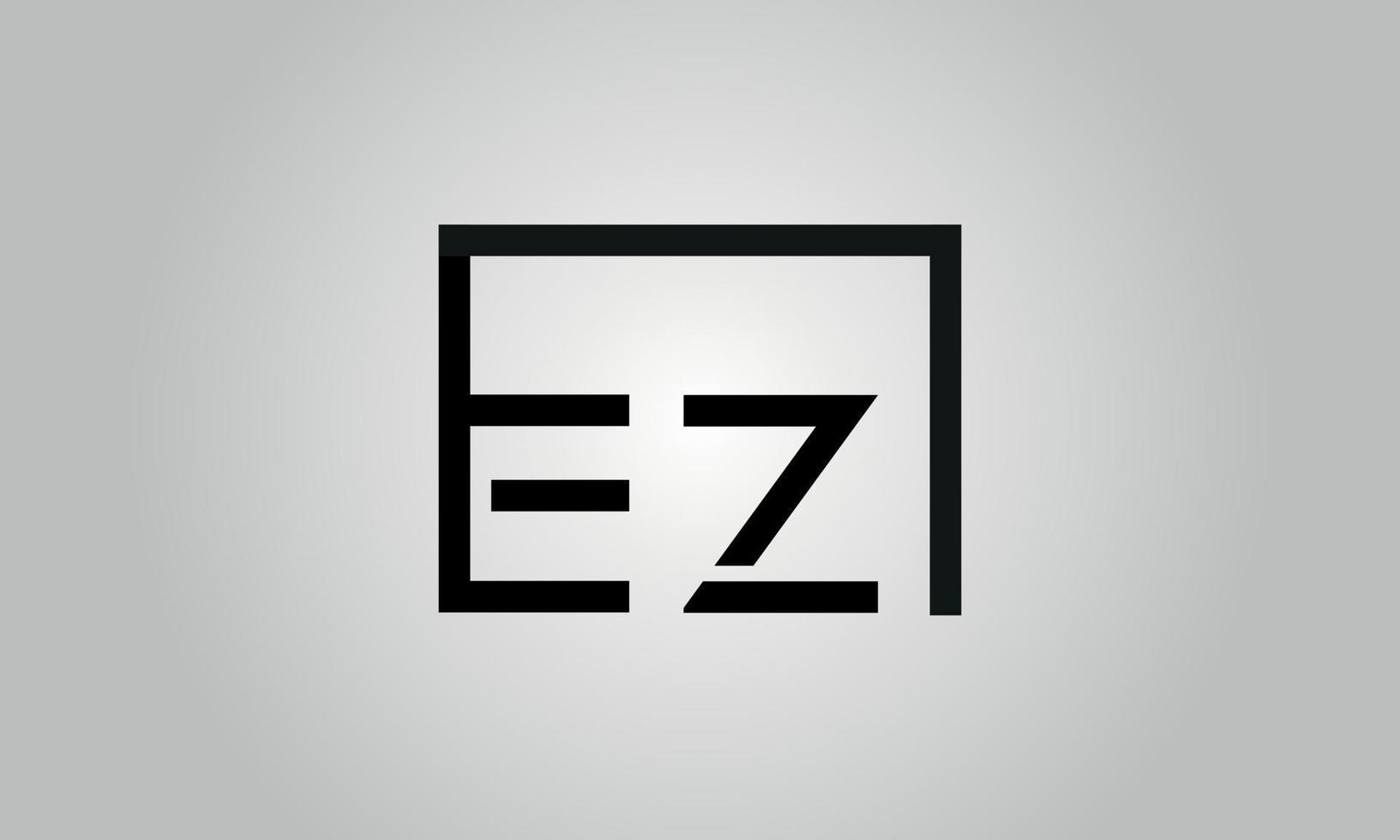 diseño del logotipo de la letra ez. logotipo de ez con forma cuadrada en colores negros vector plantilla de vector libre.