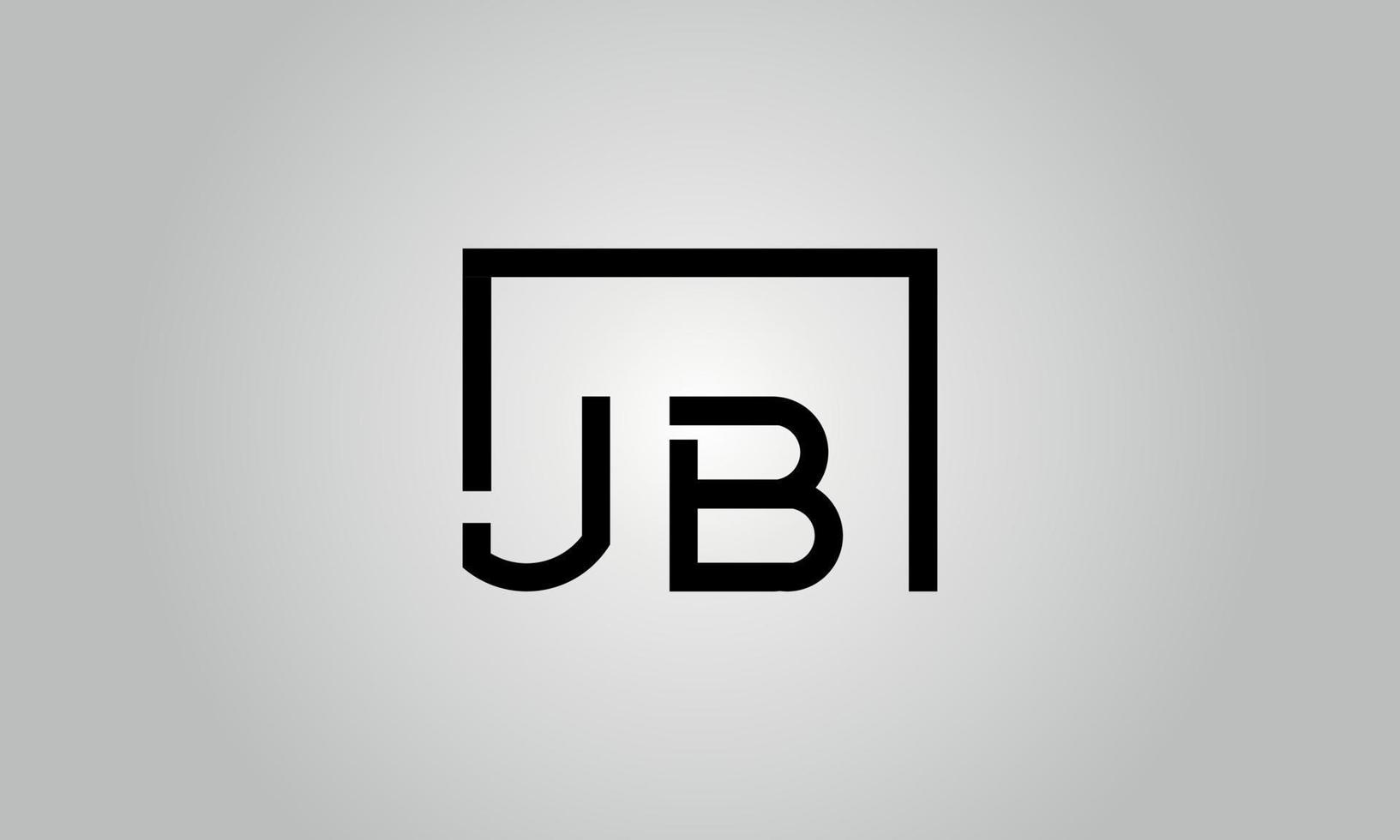 Letter JB logo design. JB logo with square shape in black colors vector free vector template.