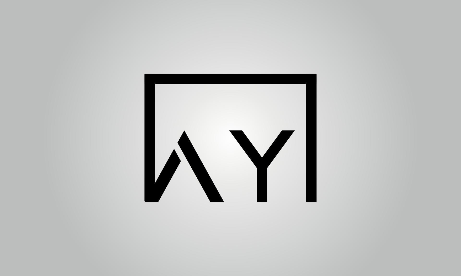 Letter AY logo design. AY logo with square shape in black colors vector