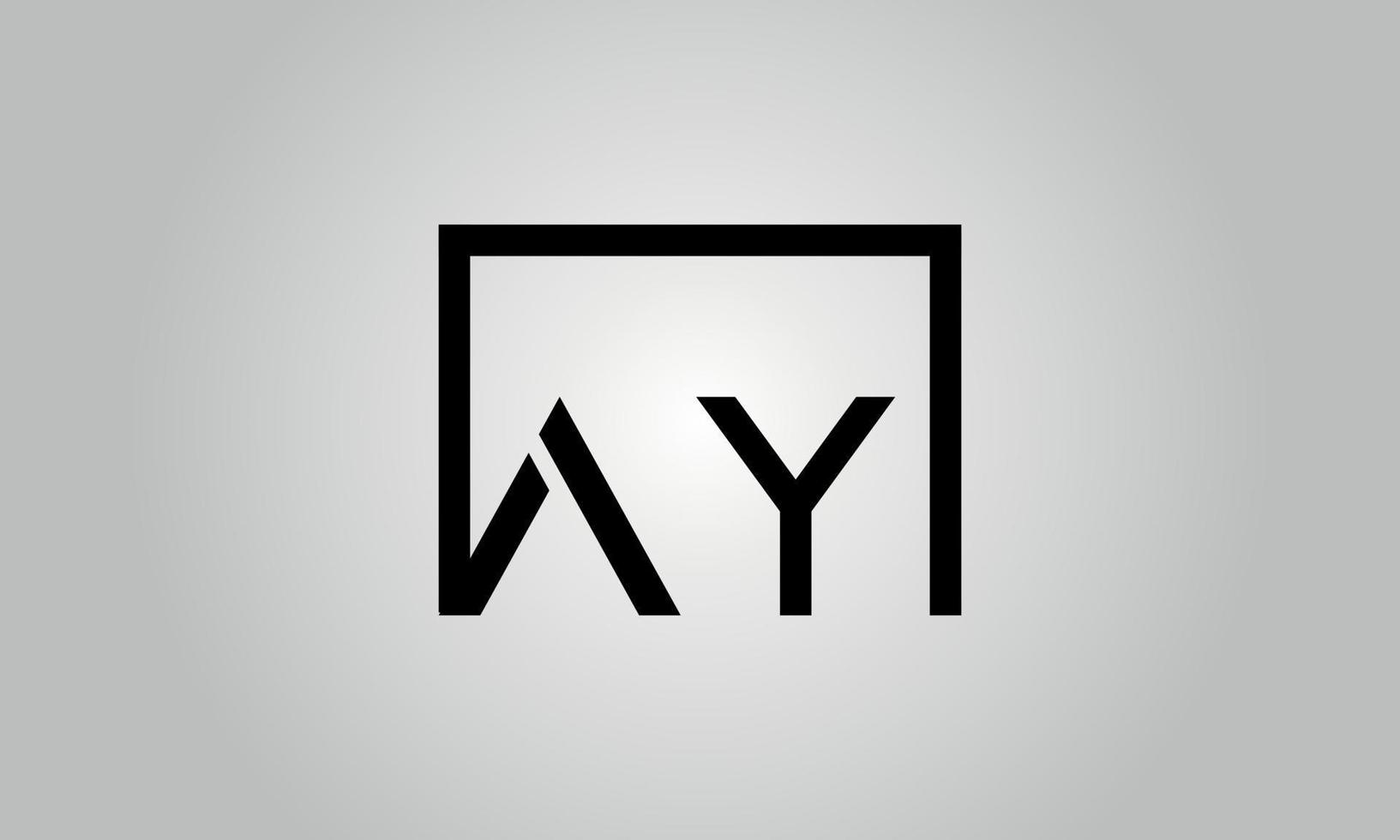 Letter AY logo design. AY logo with square shape in black colors vector