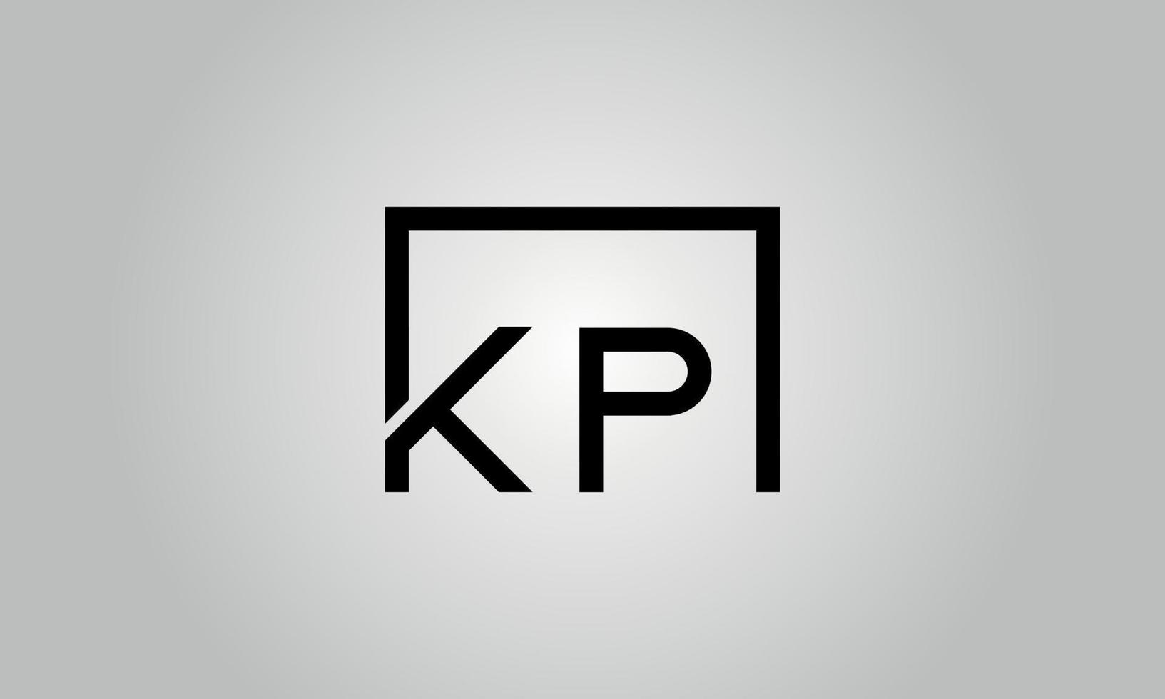 Letter KP logo design. KP logo with square shape in black colors vector free vector template.