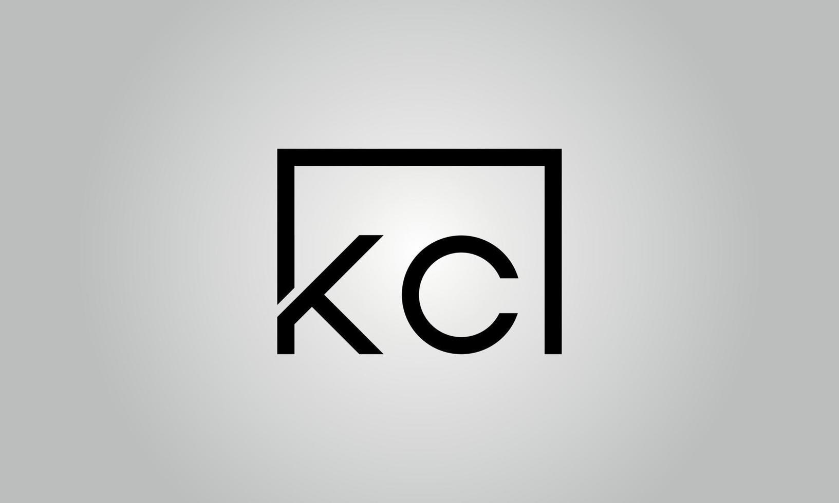 Letter KC logo design. KC logo with square shape in black colors vector free vector template.