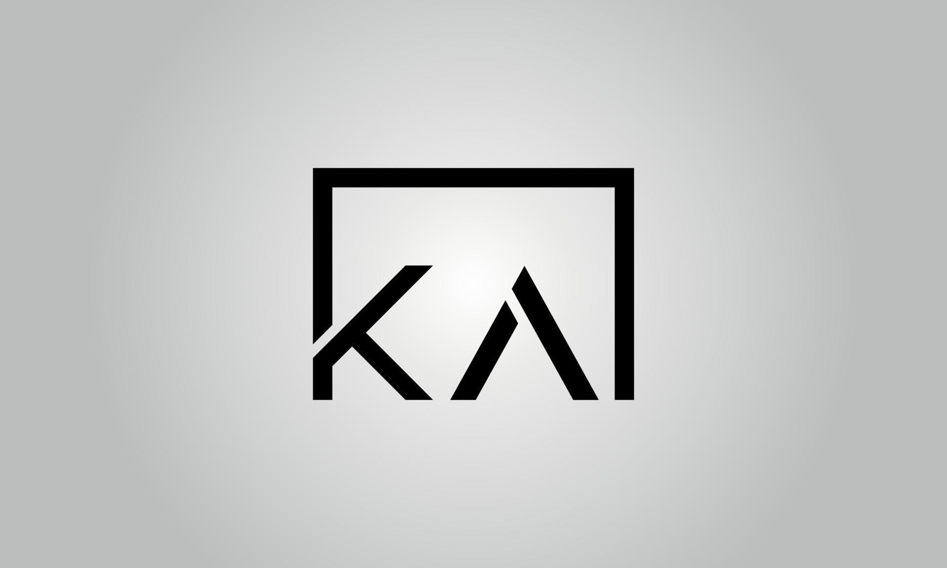 Letter KA logo design. KA logo with square shape in black colors vector ...