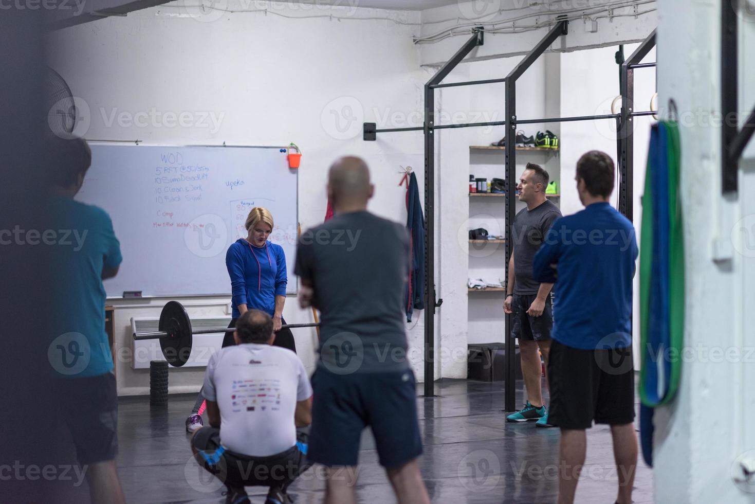 Fitness class in gym photo