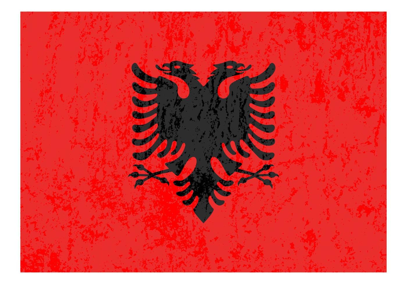 Albania grunge flag, official colors and proportion. Vector illustration.