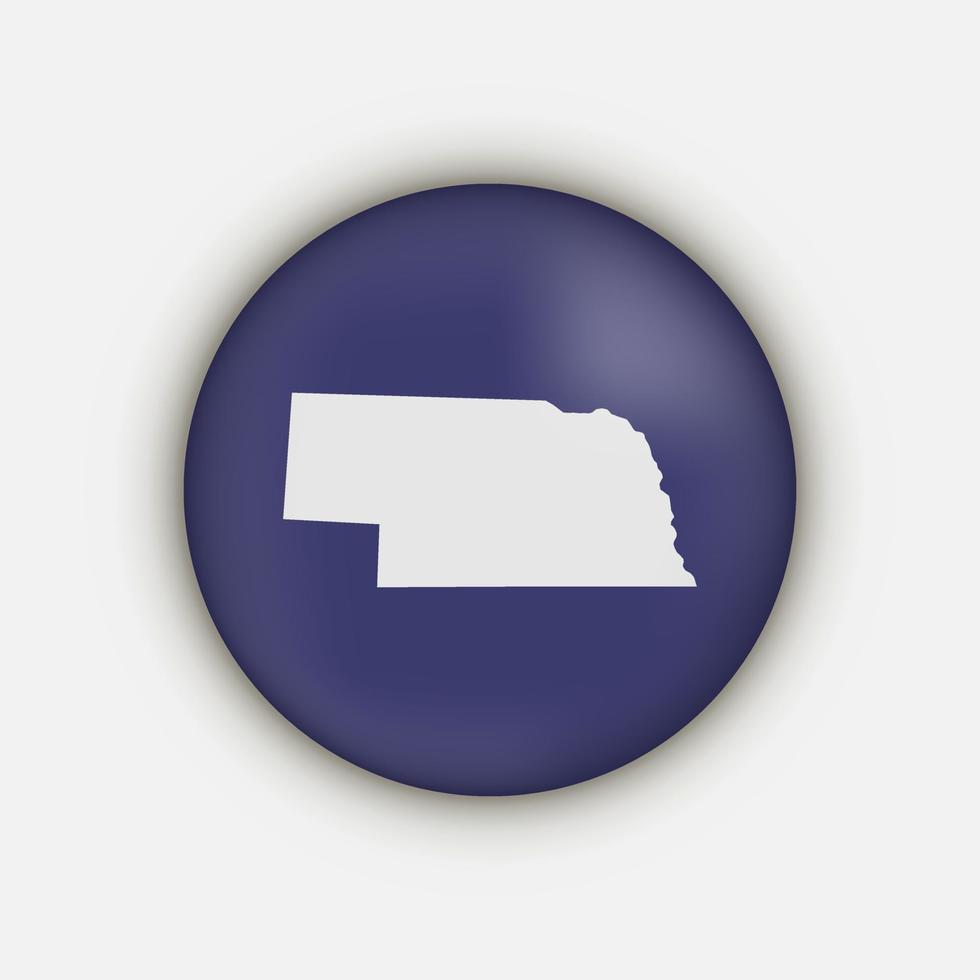 Nebraska state circle map with long shadow vector