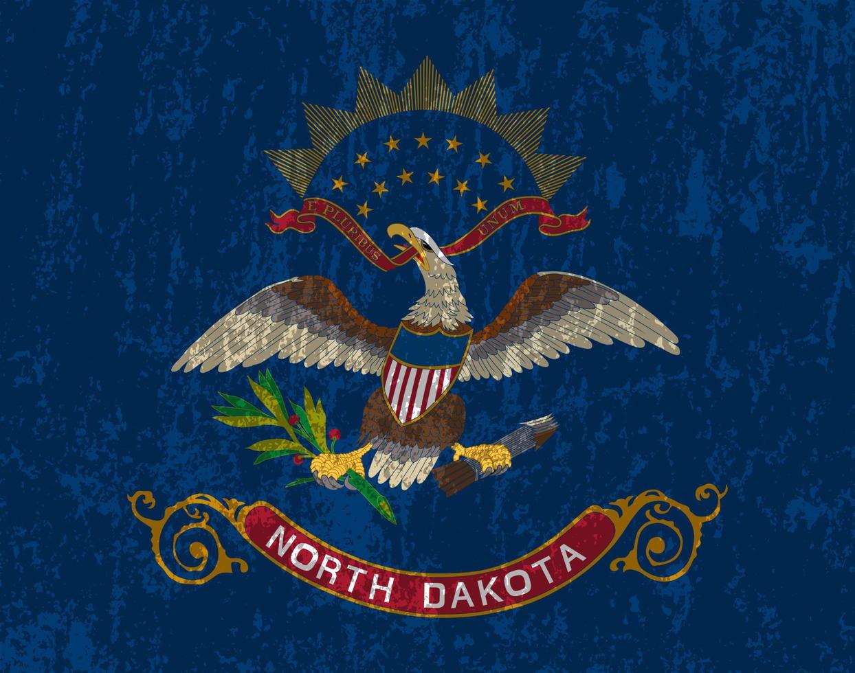 North Dakota state grunge flag. Vector illustration.