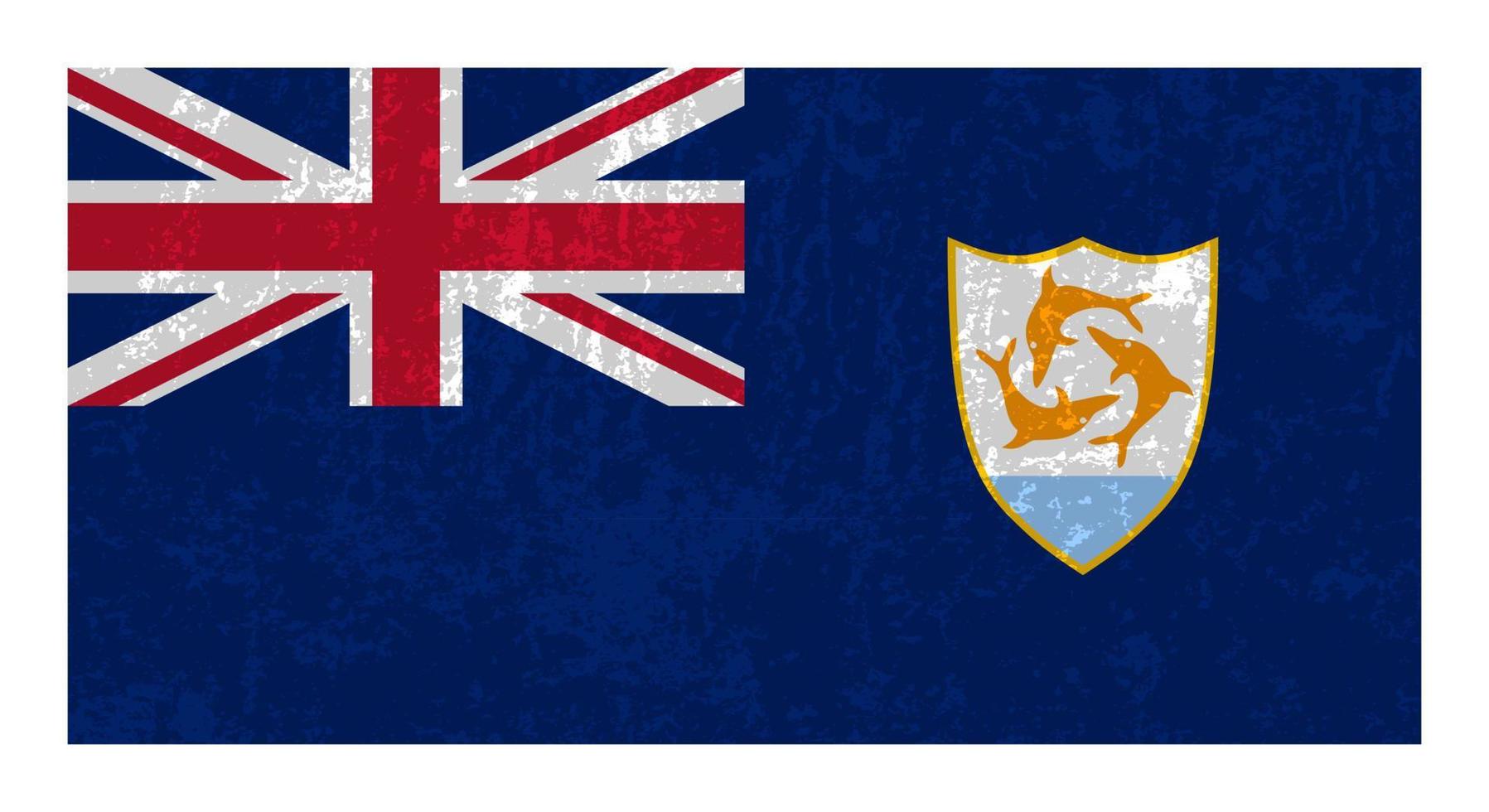 Anguilla grunge flag, official colors and proportion. Vector illustration.