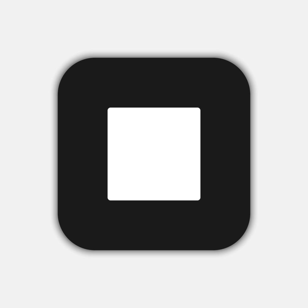 icono de botón de parada negro, diseño plano vector