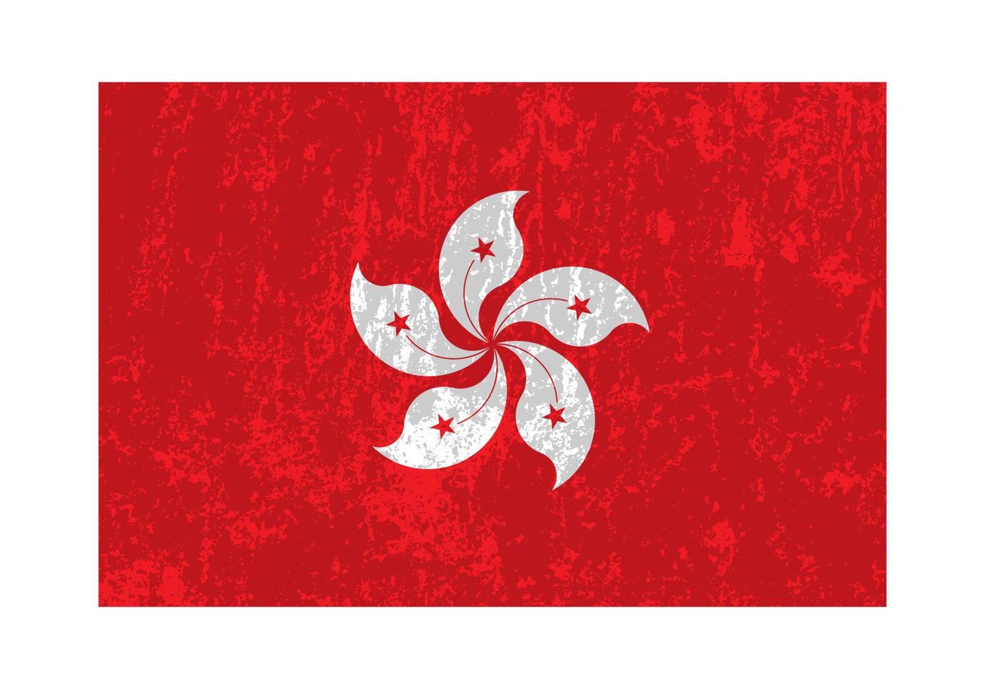 Hong Kong grunge flag, official colors and proportion. Vector illustration.
