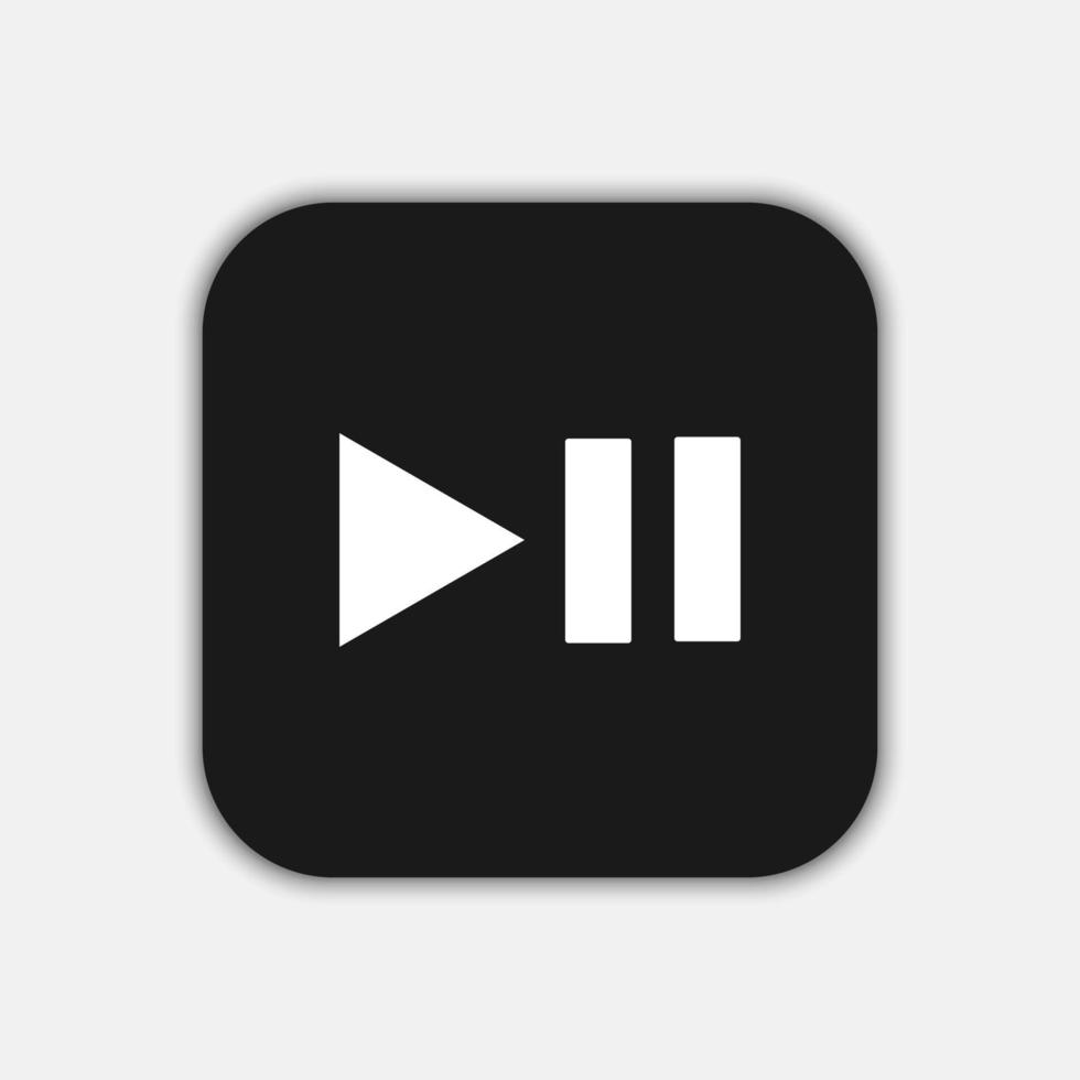 Black play pause button, flat design style vector