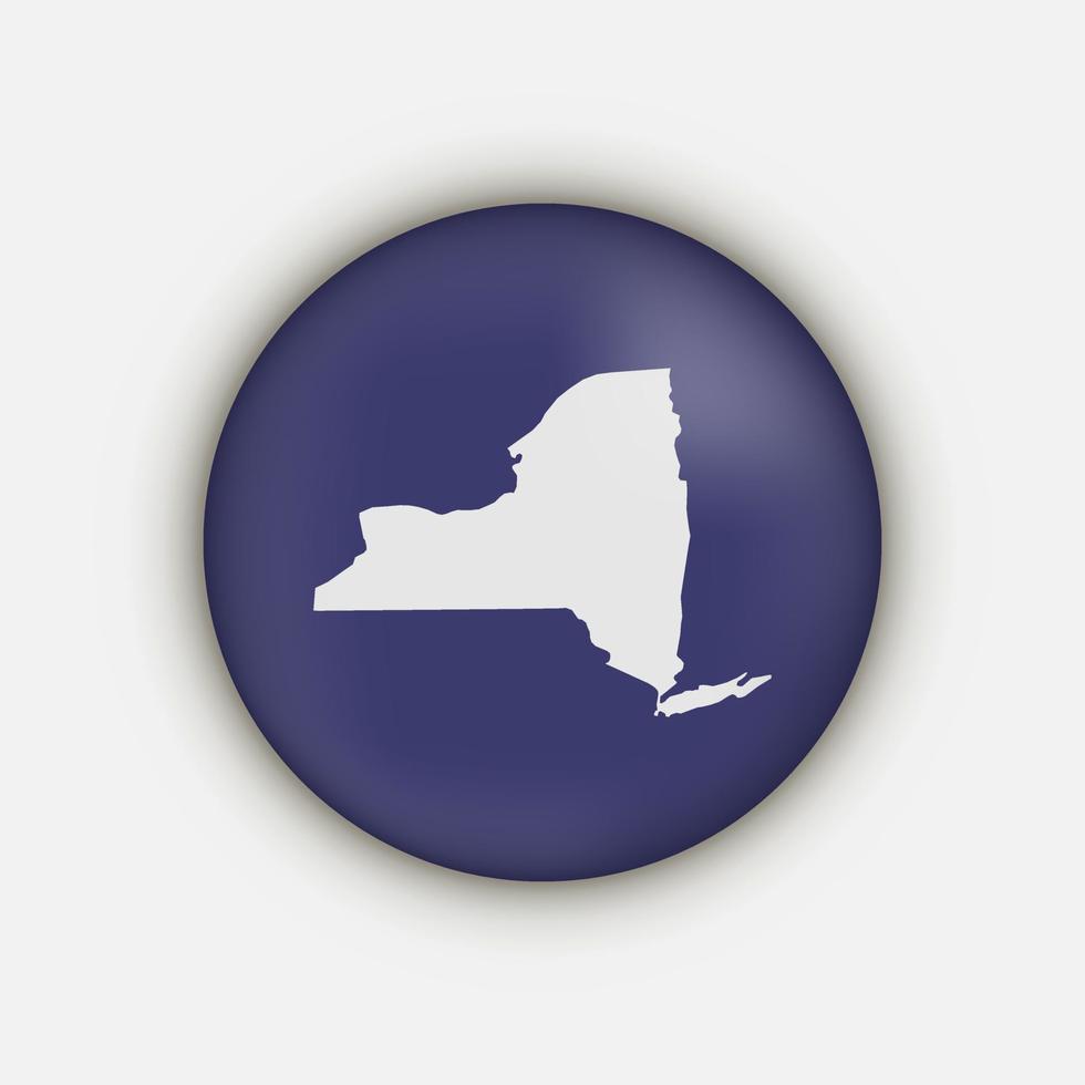 New York state circle map with long shadow vector