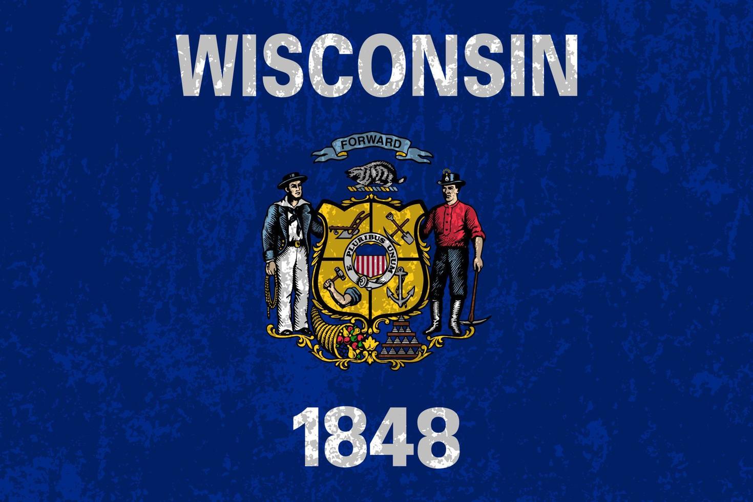 Wisconsin state grunge flag. Vector illustration.