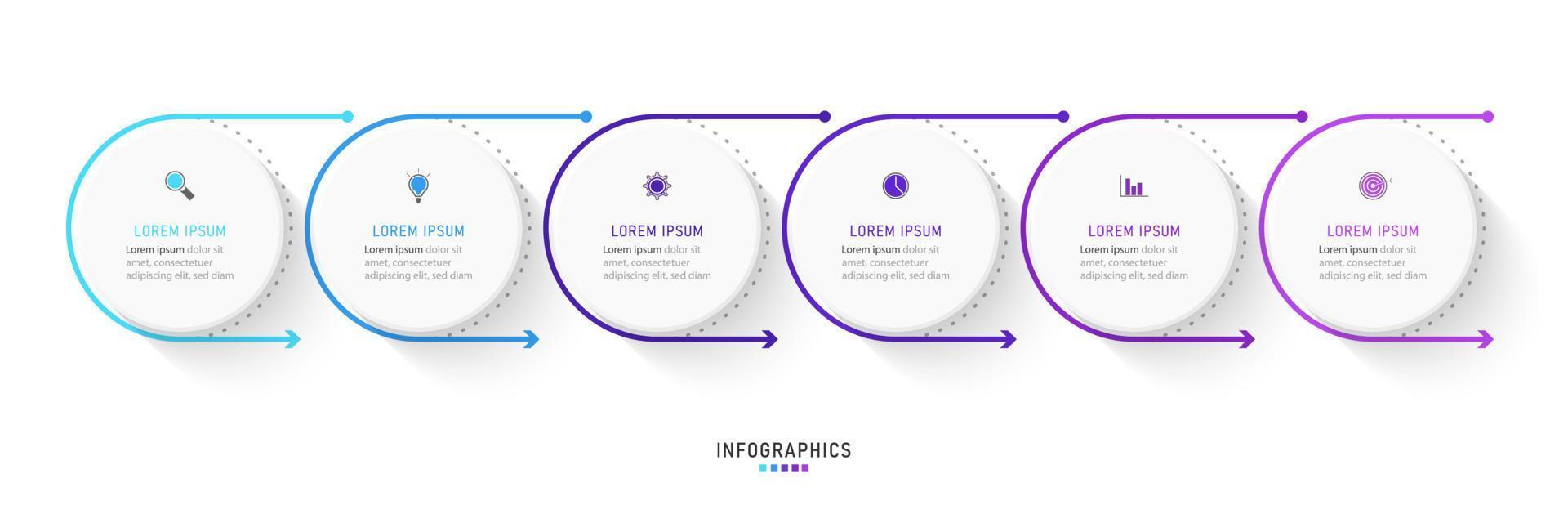 Vector Infographic label design template with icons and 6 options or steps. Can be used for process diagram, presentations, workflow layout, banner, flow chart, info graph.