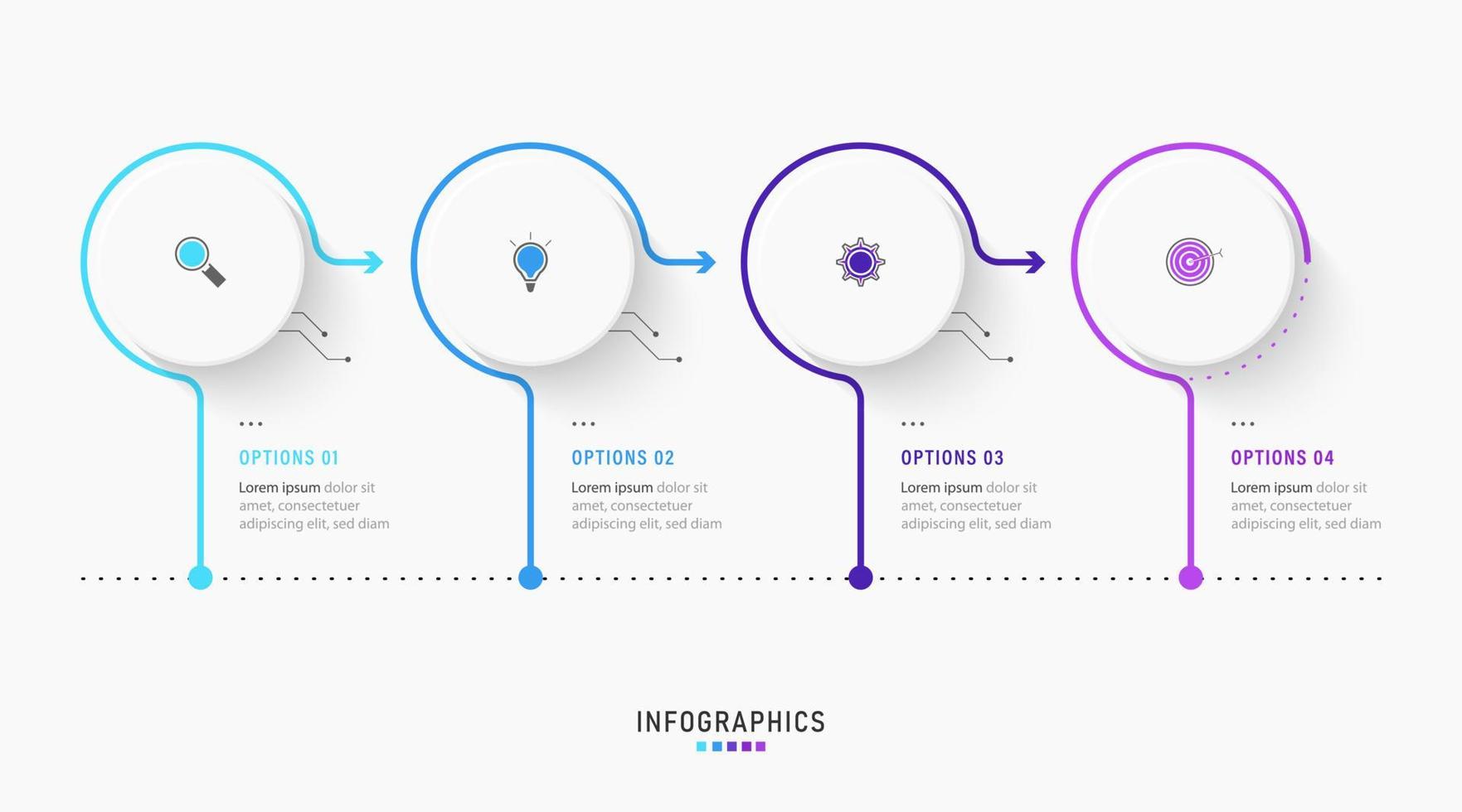 Vector Infographic label design template with icons and 4 options or steps. Can be used for process diagram, presentations, workflow layout, banner, flow chart, info graph.