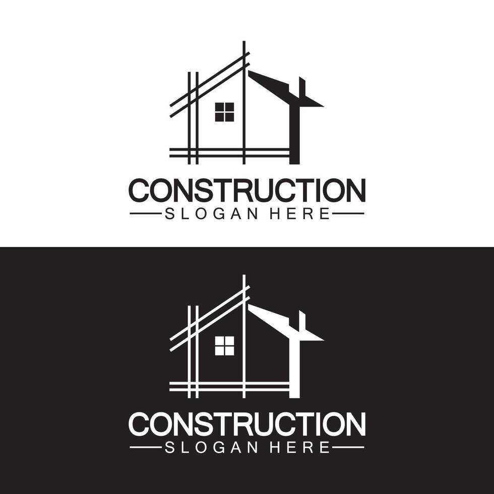 construcción, reparación de viviendas y diseño de logotipo de concepto de construcción, plantilla de logotipo de vector de construcción de viviendas