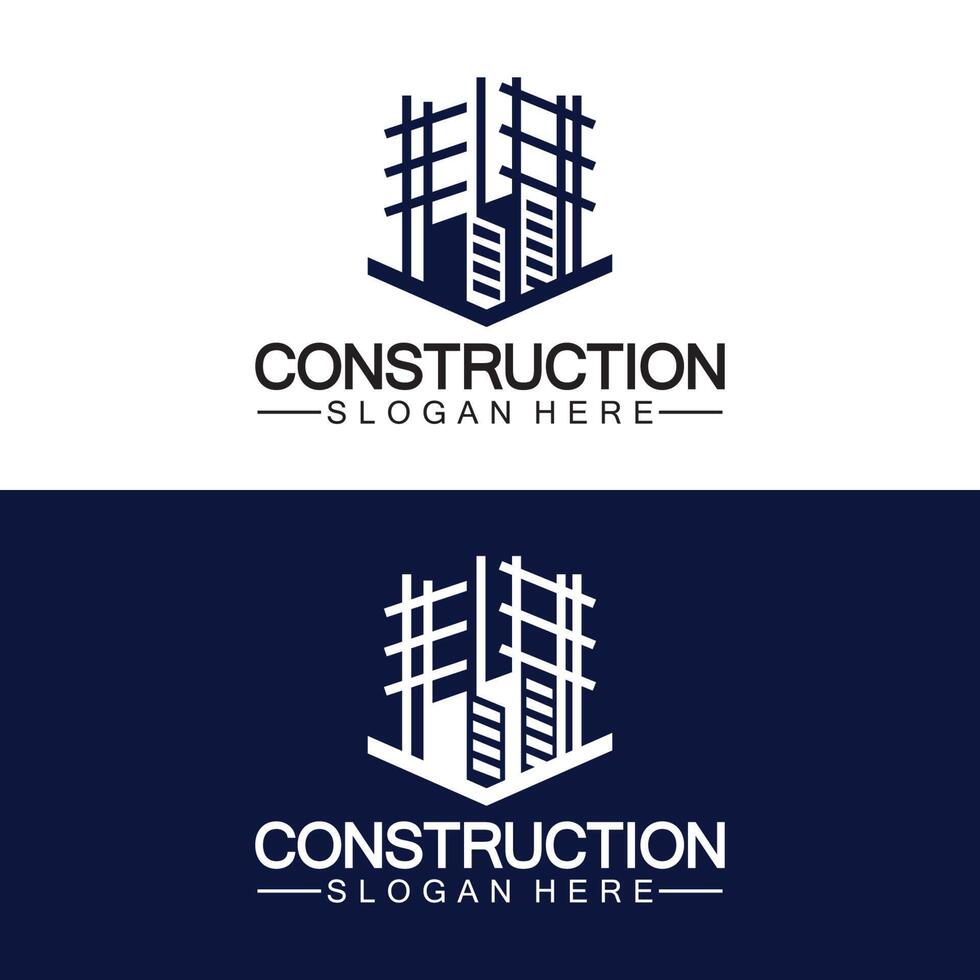 construcción, reparación de viviendas y diseño de logotipo de concepto de construcción, plantilla de logotipo de vector de construcción de viviendas